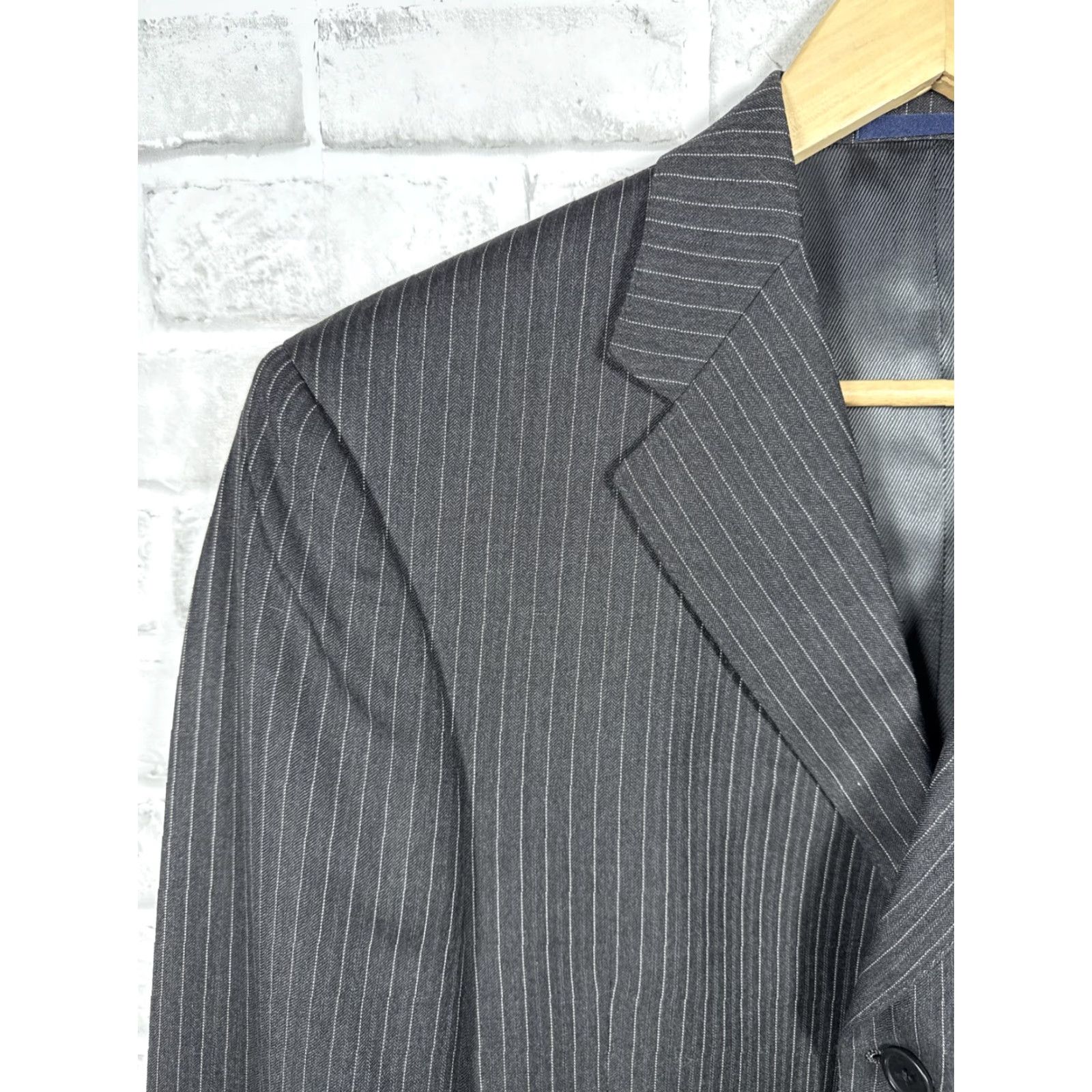 Loro Piana VINTAGE Daniel Cremieux Loro Piana Wool Suit Jacket 38R Gray Pinstripe Size 38R - 5 Thumbnail