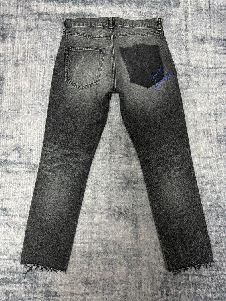 Saint Laurent Paris saint Laurent paris17fw Cat's Paw Black Grey Fringed Beef Size US 28 / EU 44 - 2 Thumbnail