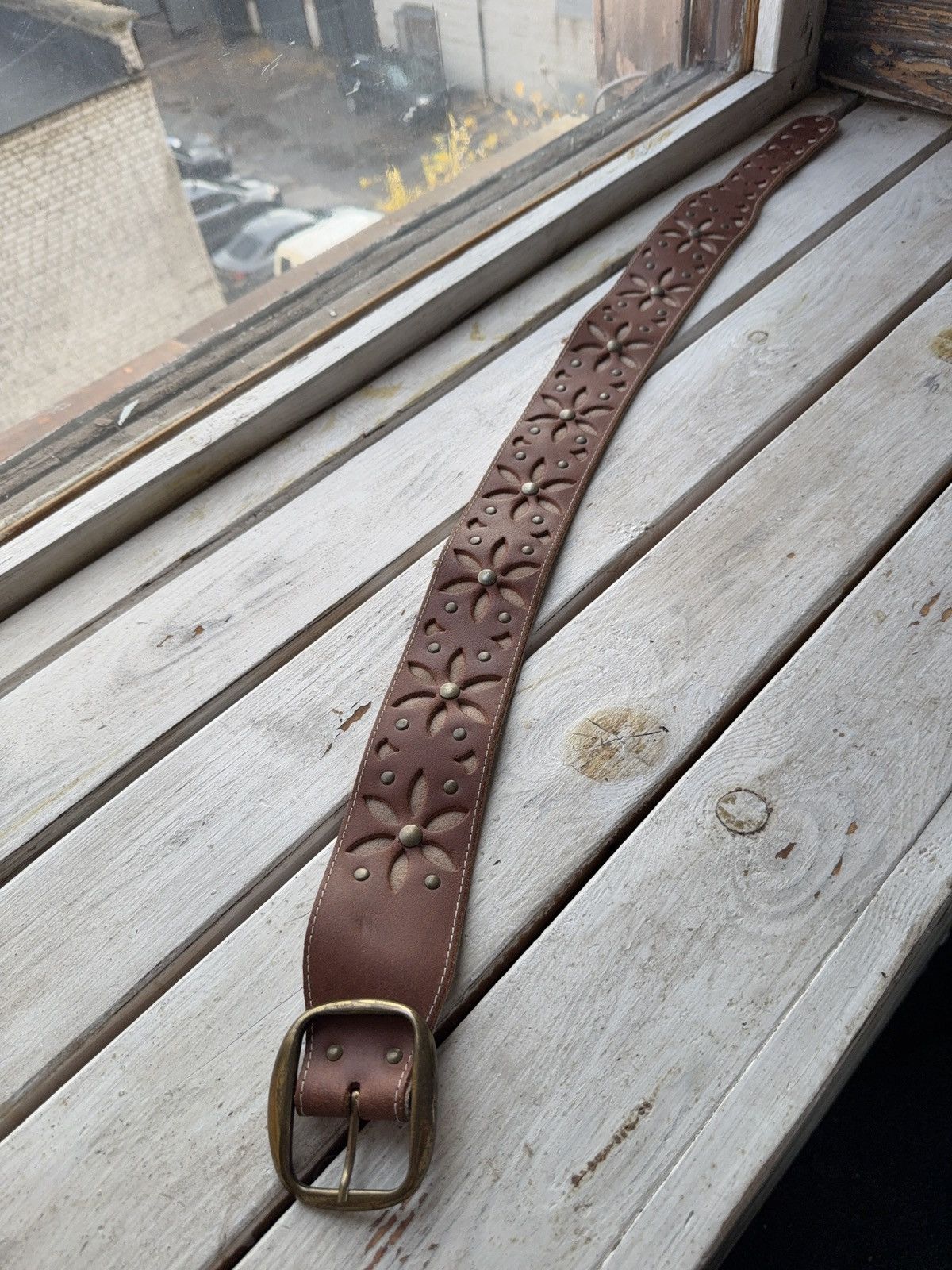 Vintage Vintage Japanese Retro Y2K Brown Leather Boho Western Belt Size ONE SIZE - 1 Thumbnail