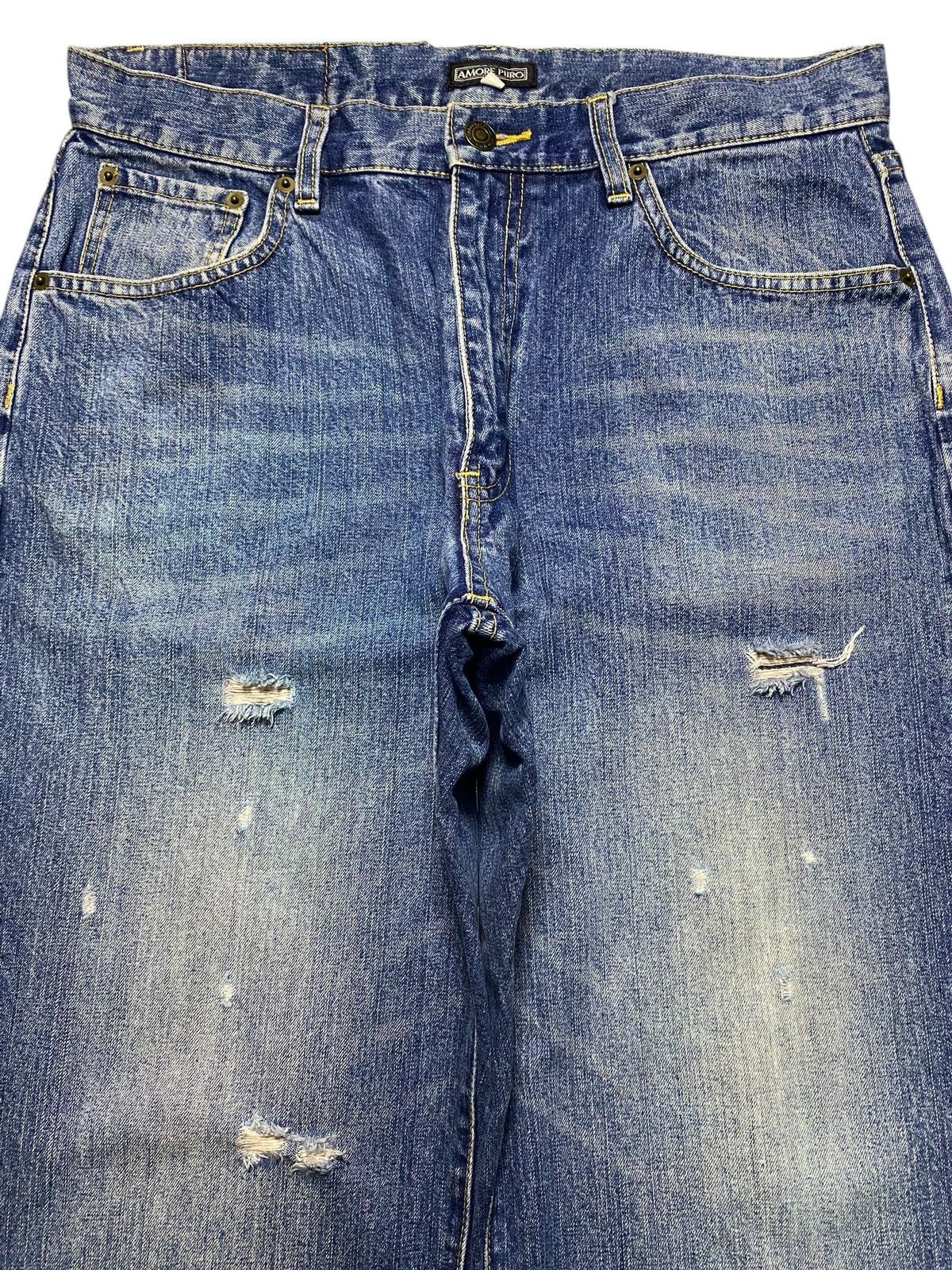 Japanese Brand Vintage Japanese Brand Amore Puro Blue Wash Distressed Jeans Size US 32 / EU 48 - 3 Thumbnail