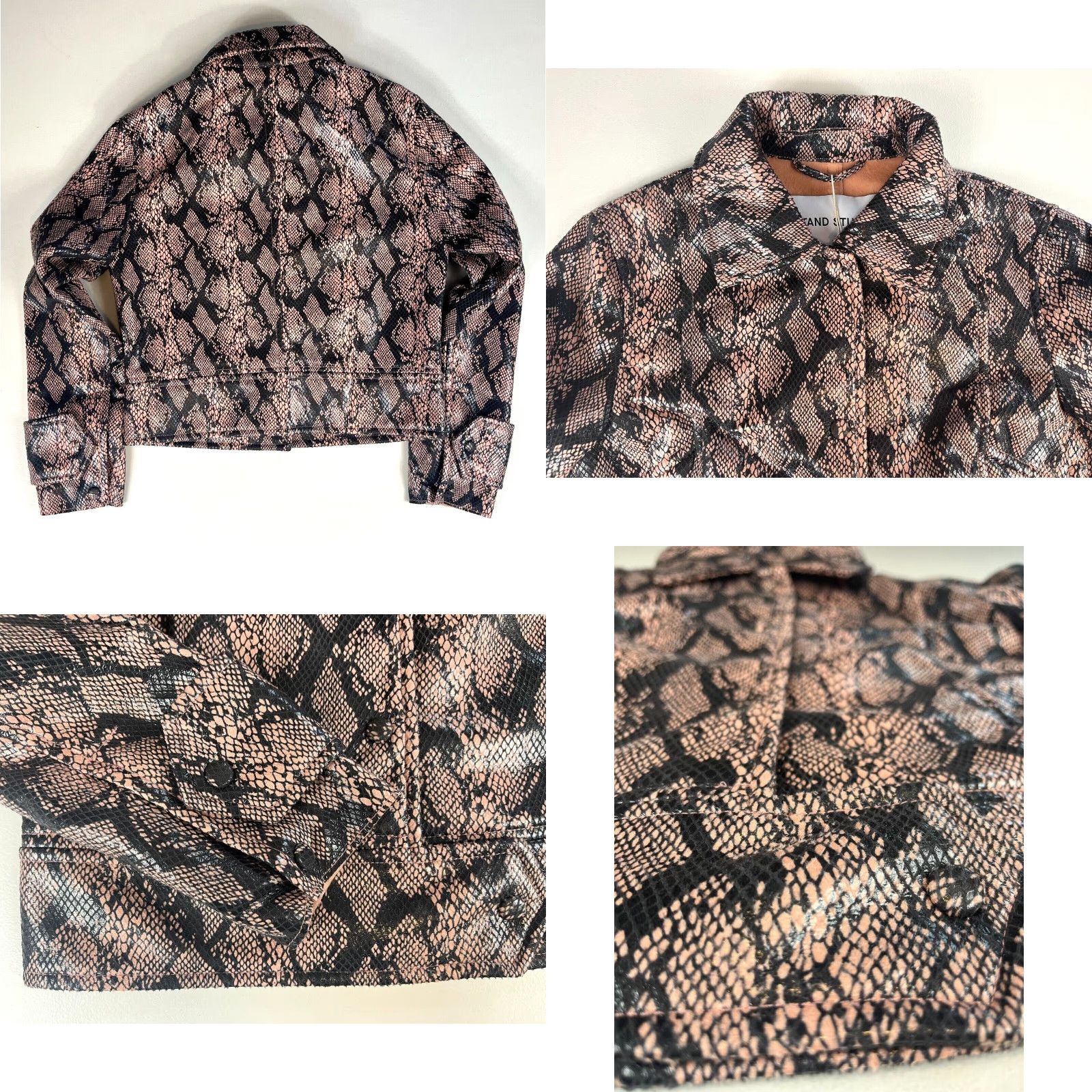 STAND STUDIO Stand Studio Erin Jacket XS Peach Snake - NWT - Faux Snake - Women's Biker Jacket, Short Length, Long Sleeve, Collared, Pockets, City Designer Size XS / US 0-2 / IT 36-38 - 8 Thumbnail