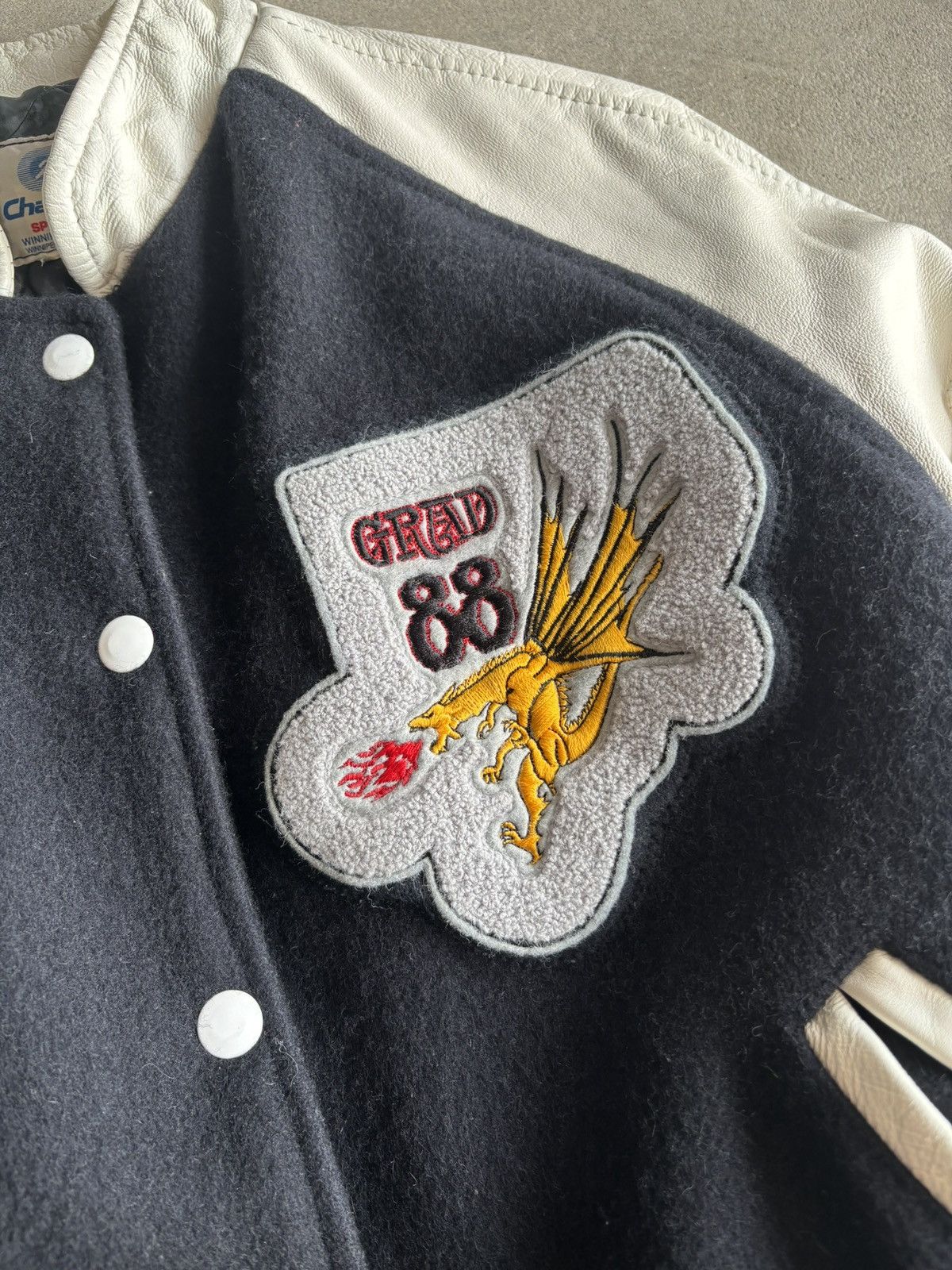 Other Vintage 1988 Grad Varsity Leather Jacket Flaming Dragon Size US S / EU 44-46 / 1 - 3 Thumbnail