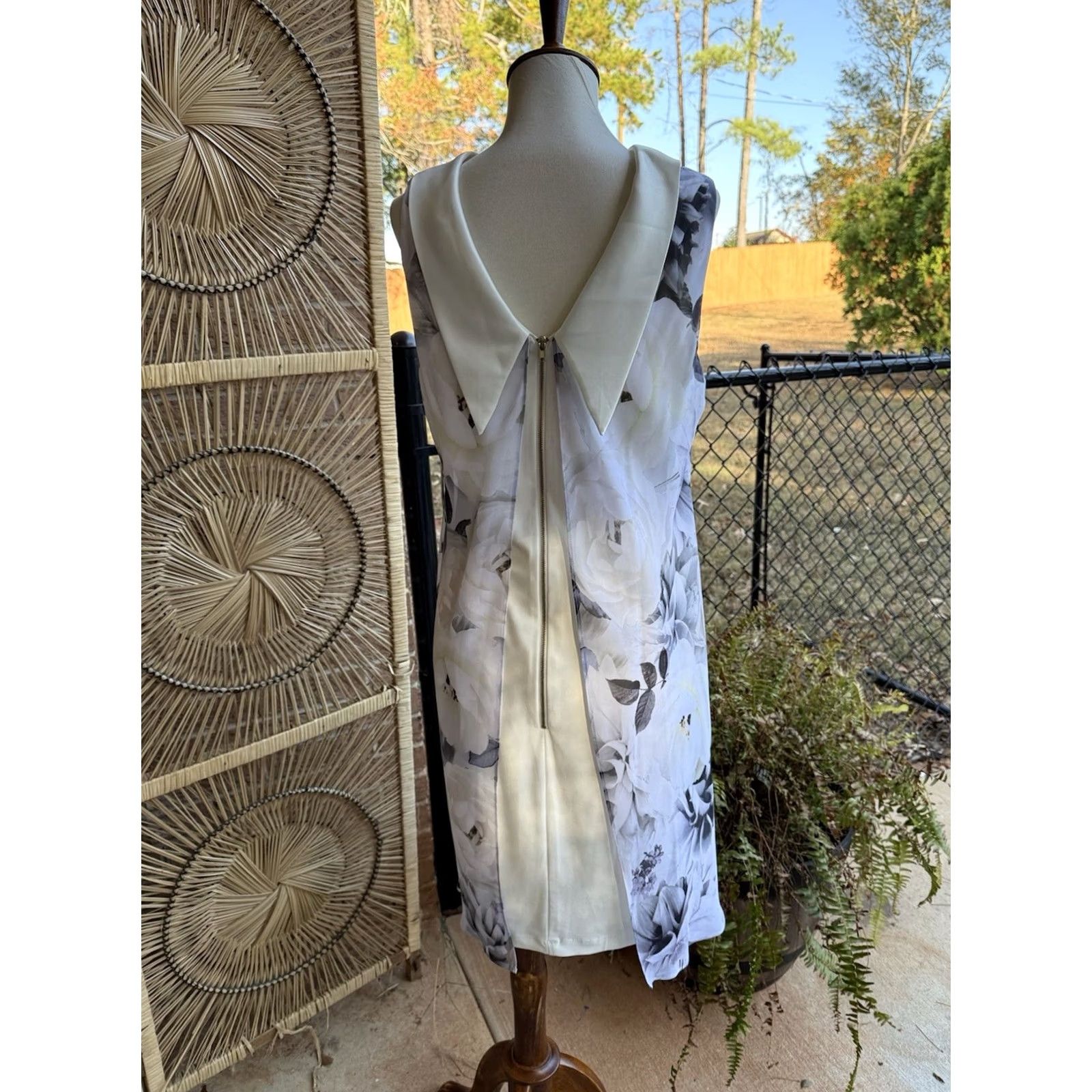 Vintage Ignite Evenings Floral White Tea Length Cocktail Dress 10 NWT Ivory Lace Sequin Midi A-Line Womens Size L / US 10 / IT 46 - 5 Thumbnail