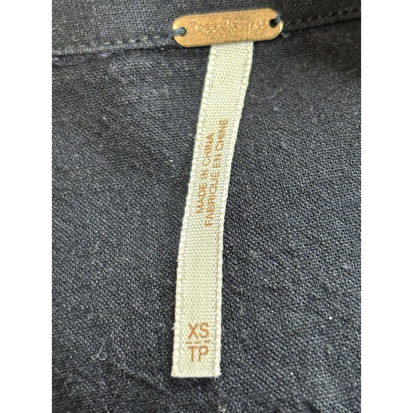 Free People Free People Popover Shirt Women's XS Dark Navy Linen Blend Boxy Boho Beachy Size XS / US 0-2 / IT 36-38 - 6 Thumbnail
