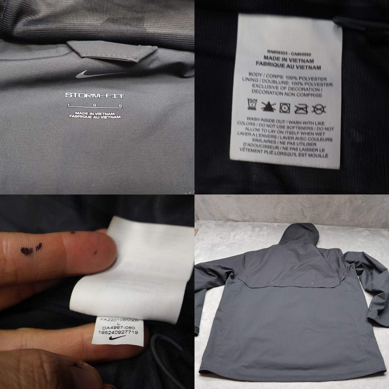 Nike Nike Lacrosse Jacket Mens Large Grey Storm-FIT Windbreaker Full Zip Pockets Logo Zip Lightweight Lined Polyester Casual Travel Size US L / EU 52-54 / 3 - 8 Thumbnail