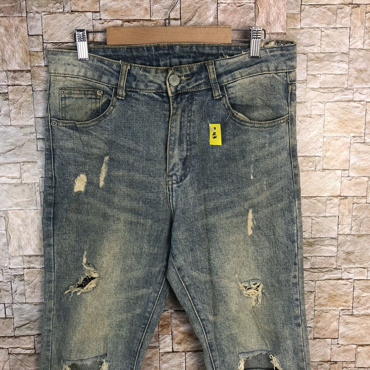 Japanese Brand Bvsseve Blue Distressed ripped jogger Denim Pants #A43 Size US 32 / EU 48 - 5 Thumbnail