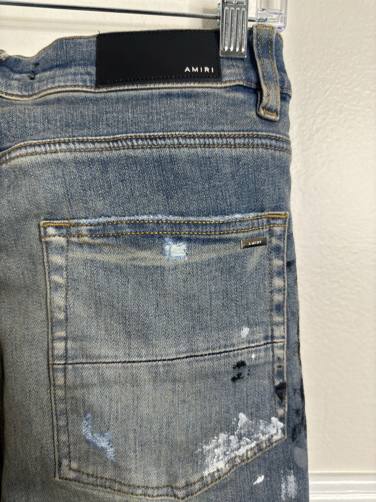 Amiri Amiri Stacked Paint Splatter Flare Denim Faded Blue 29 Size US 29 - 9 Thumbnail