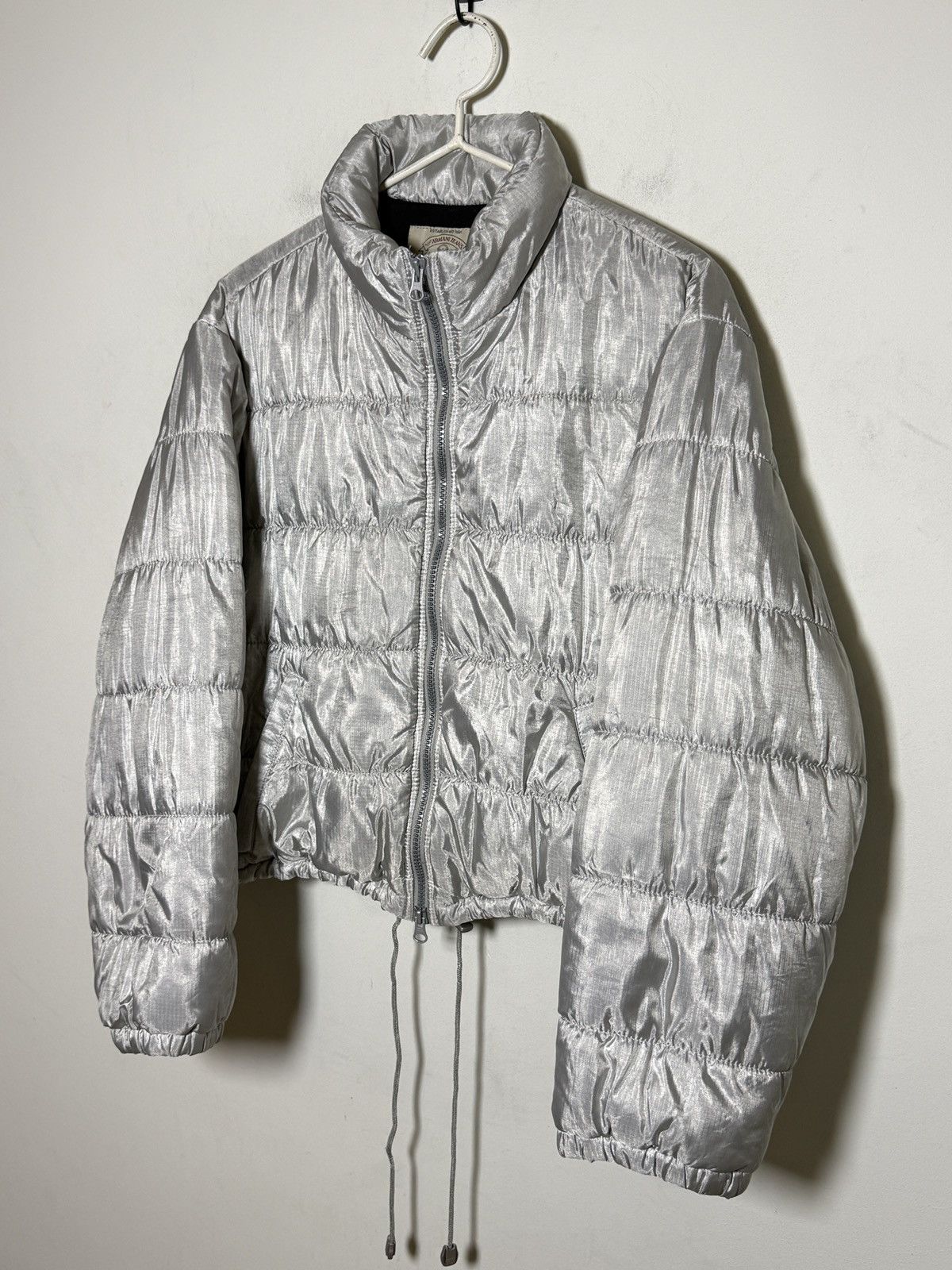 Giorgio Armani Armani Jeans silver metallic crop puffer jacket. Size US S / EU 44-46 / 1 - 2 Thumbnail