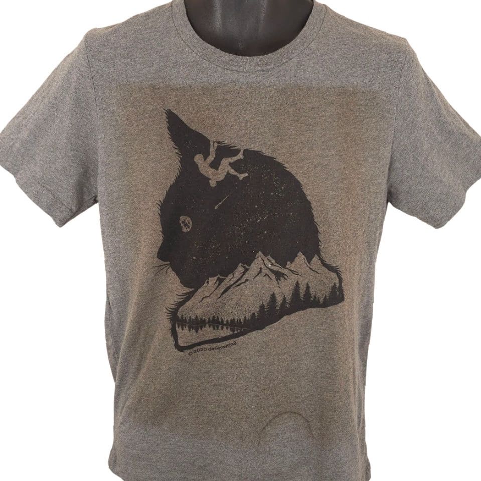 Vintage Bella + Canvas T Shirt Mens Medium Gray Black Rock Climbing Bouldering Traversing Cat Size US M / EU 48-50 / 2 - 2 Thumbnail