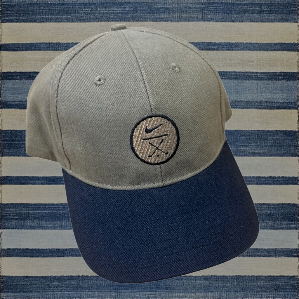 Vintage Nike Hat Cap Golf 90s Sports Golfing Tiger Woods One Size Tan Navy, Men's