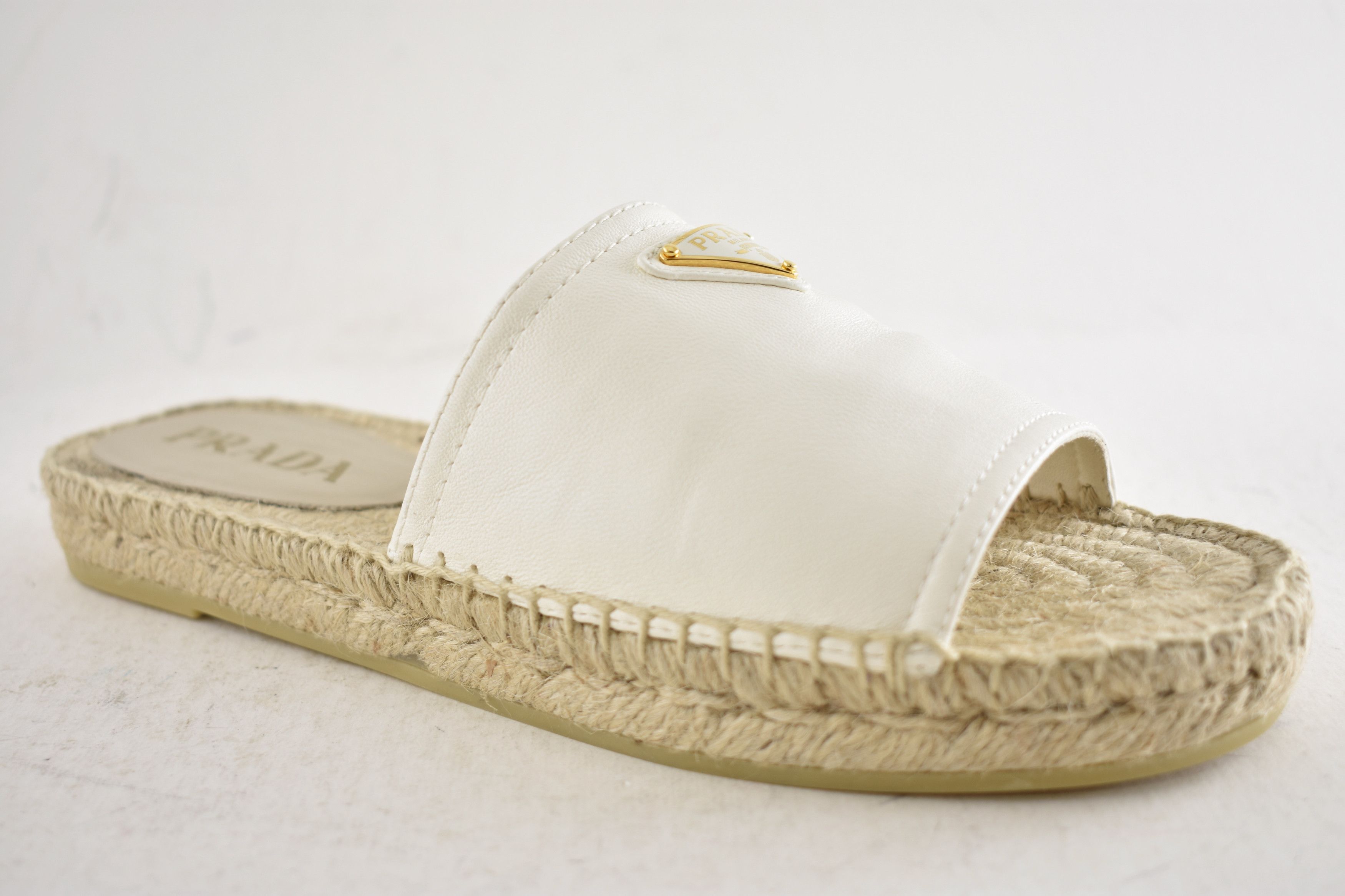 Prada Prada Triangle Logo Leather Espadrille Slide Sandal Flat 37 Size US 7 / IT 37 - 5 Thumbnail