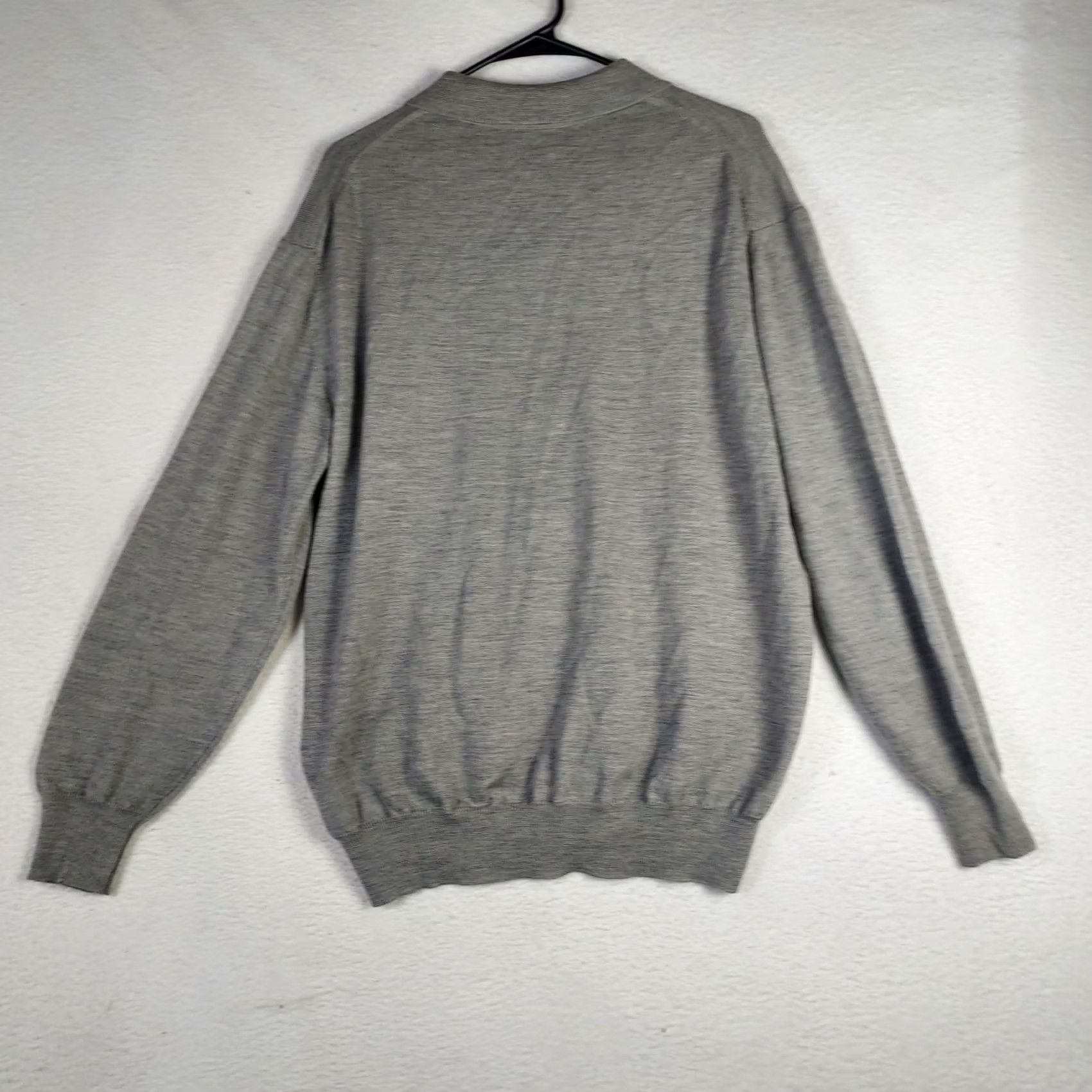 Vintage Giorgiolini Made in Italy Merino Wool Polo Sweater Mens Large Gray Pullover Knit Long Sleeve Collared Casual Winter Fall Spring Regular Size L Size US L / EU 52-54 / 3 - 2 Thumbnail