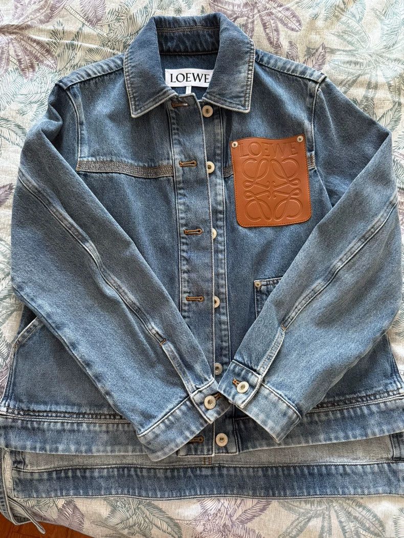 Loewe Loewe Leather LOGO denim jacket with short front and long Size S / US 4 / IT 40 - 2 Thumbnail