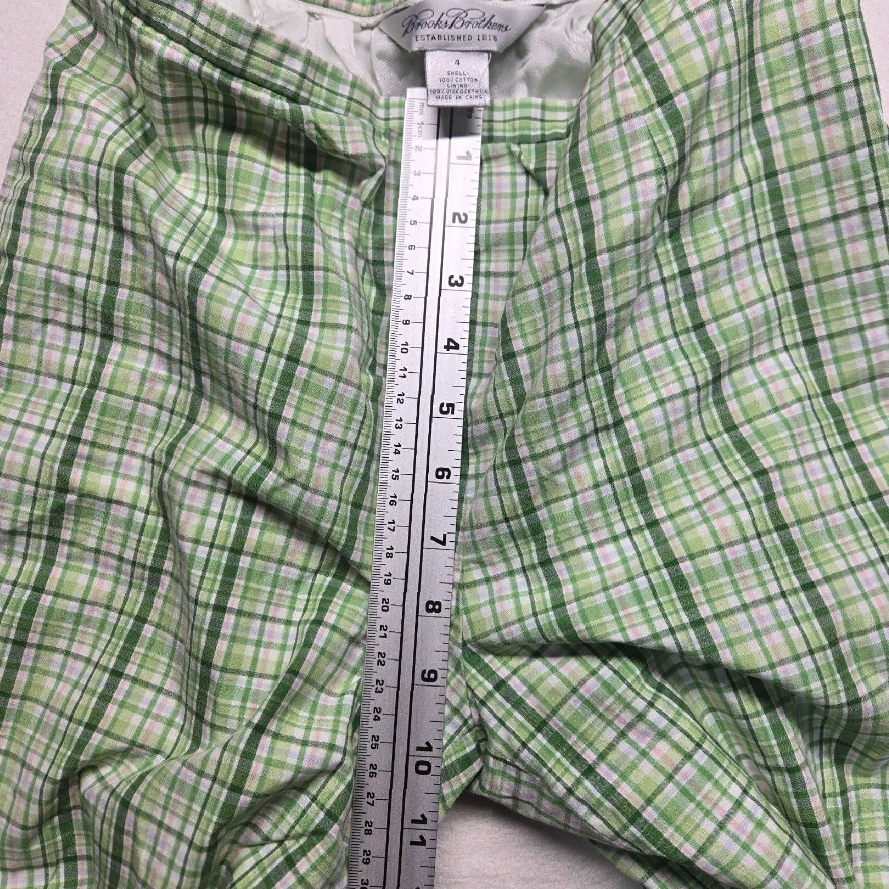 Brooks Brothers Brooks Brothers Women's Green Plaid Chino Flat Front Zipper Pants 4 Size 27" / US 4 / IT 40 - 6 Thumbnail