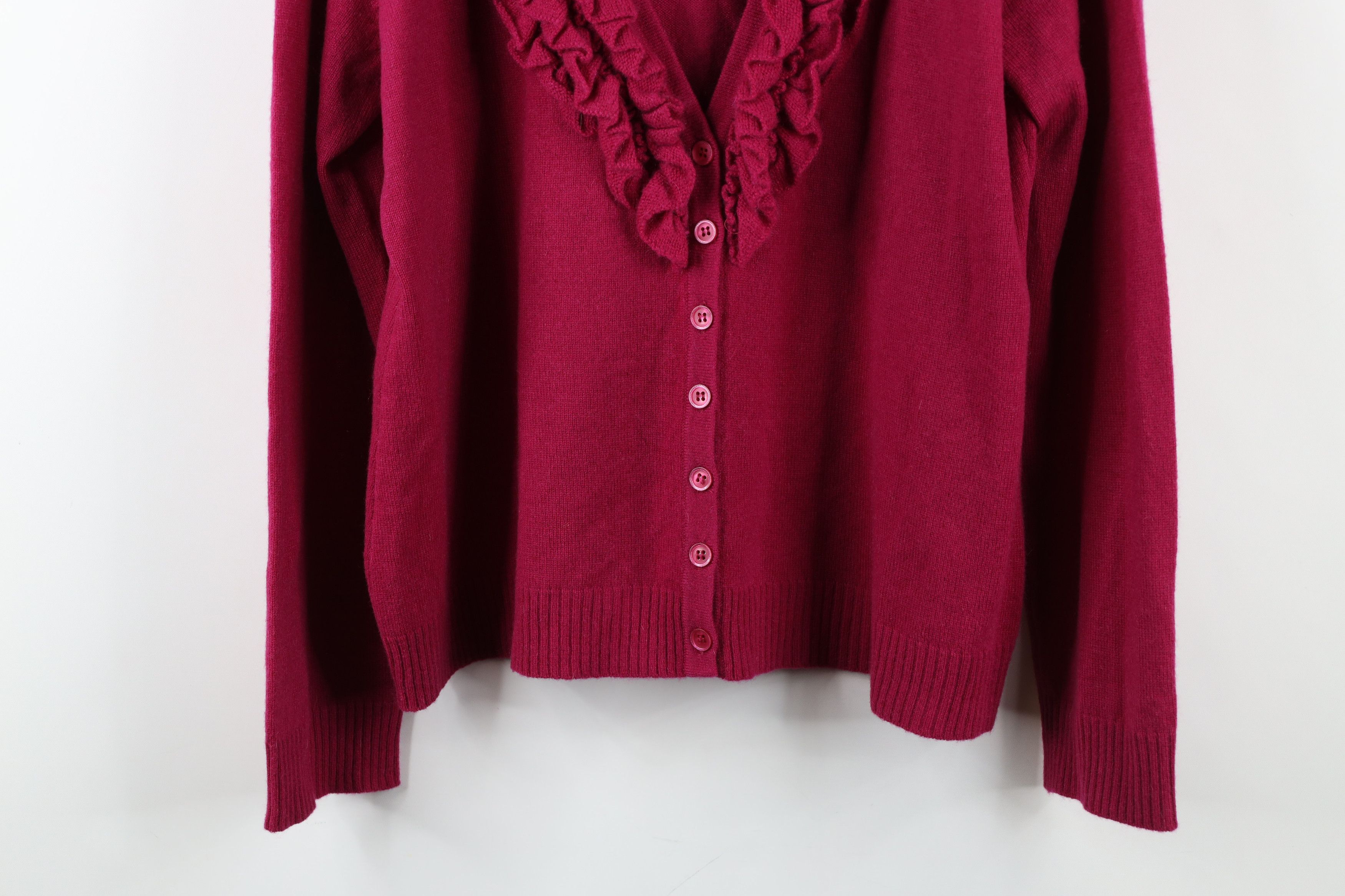Vintage Vintage 90s Streetwear Cashmere Cardigan Sweater Magenta Size L / US 10 / IT 46 - 3 Thumbnail