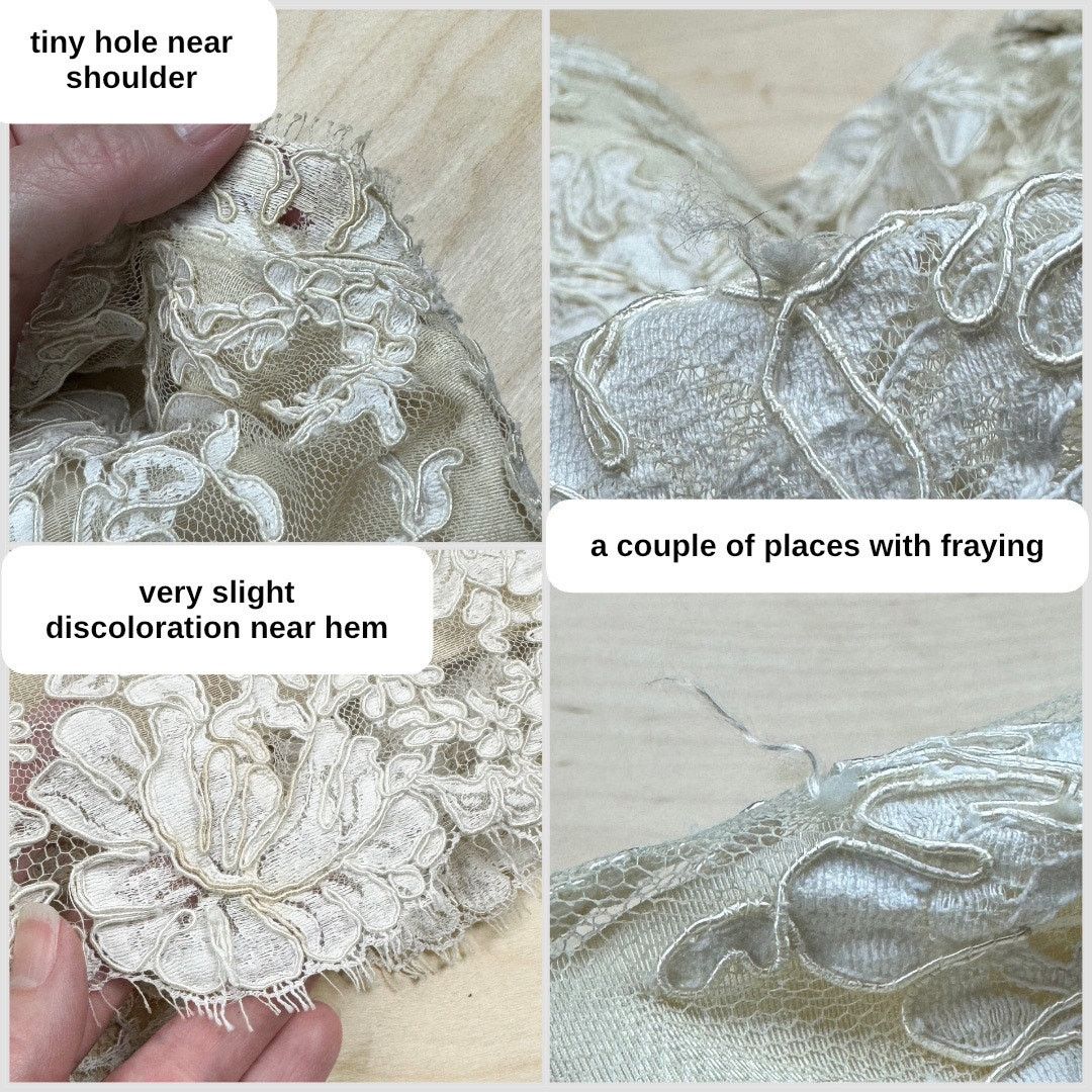 Vintage 1960s Sleeveless Ivory Alencon Lace Illusion Sheath Dress Size S / US 4 / IT 40 - 4 Thumbnail