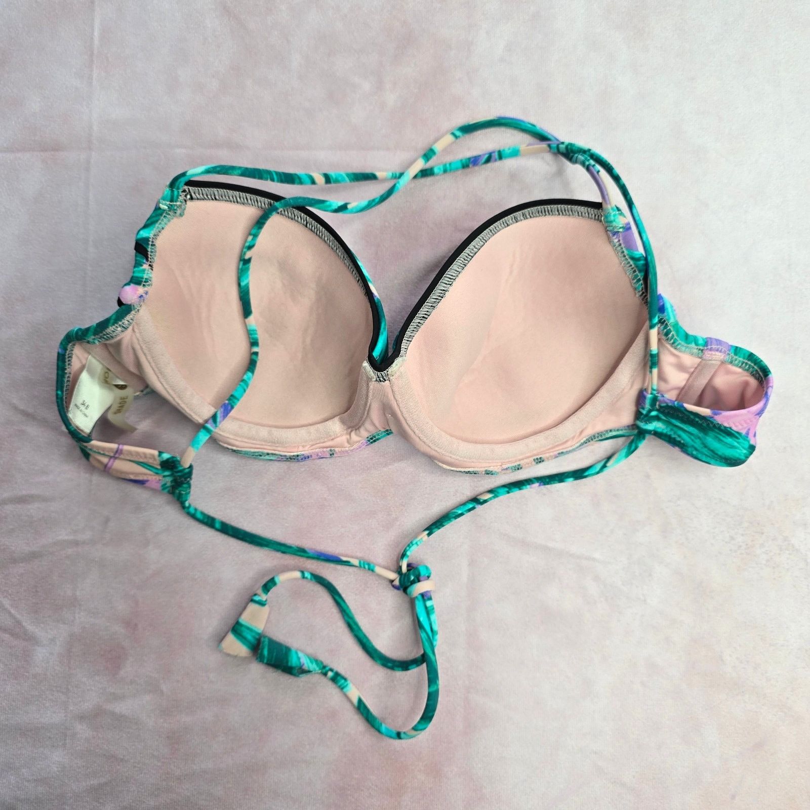 Other Shade & Shore Green Tropical String Tie Bikini Top Swim 34B Size ONE SIZE - 8 Thumbnail