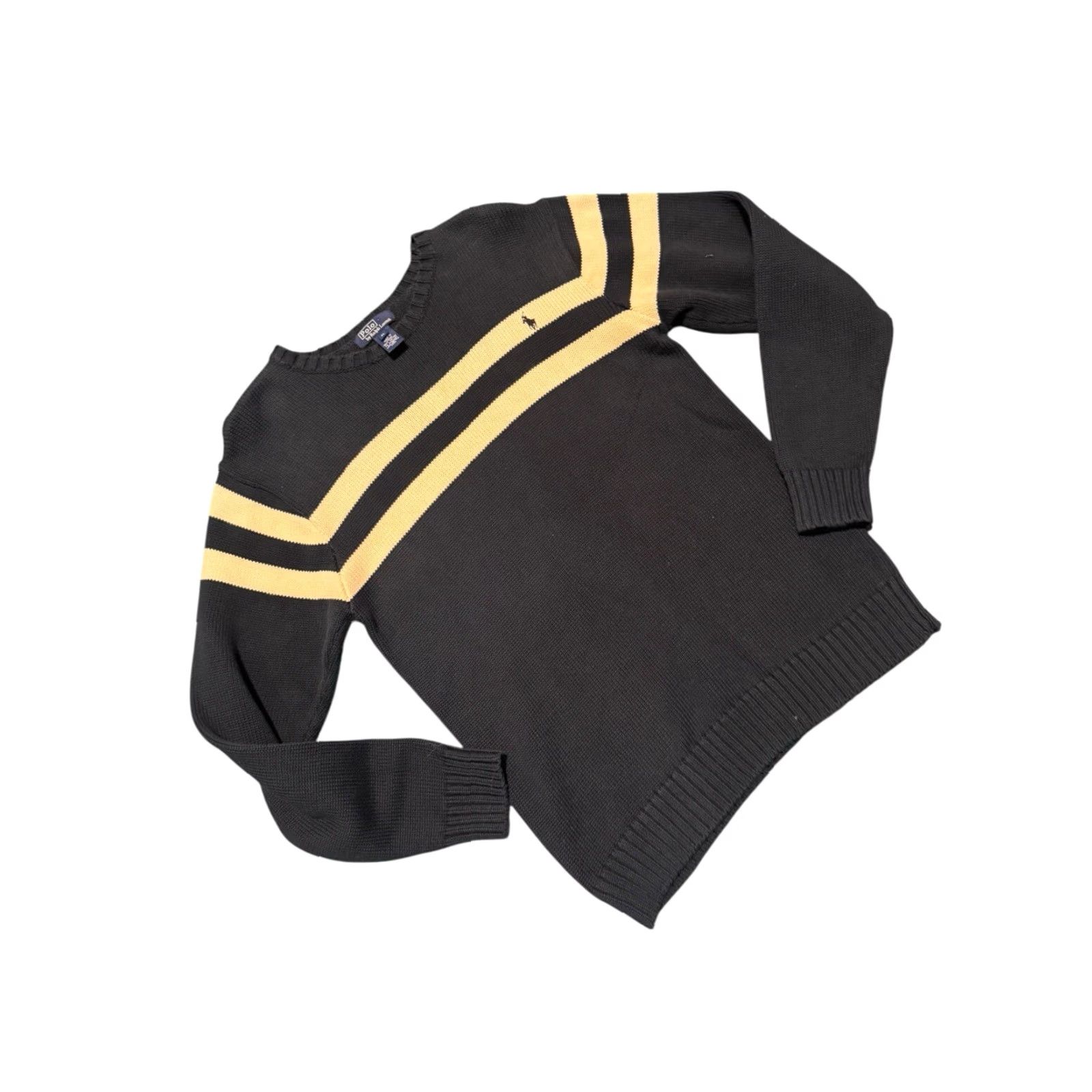 Polo Ralph Lauren VINTAGE Polo Ralph Lauren Striped Knit Sweater Blue/White XL Made In Japan Pullover Crew Neck Unisex Adults Long Sleeve Size XL / US 12-14 / IT 48-50 - 3 Thumbnail