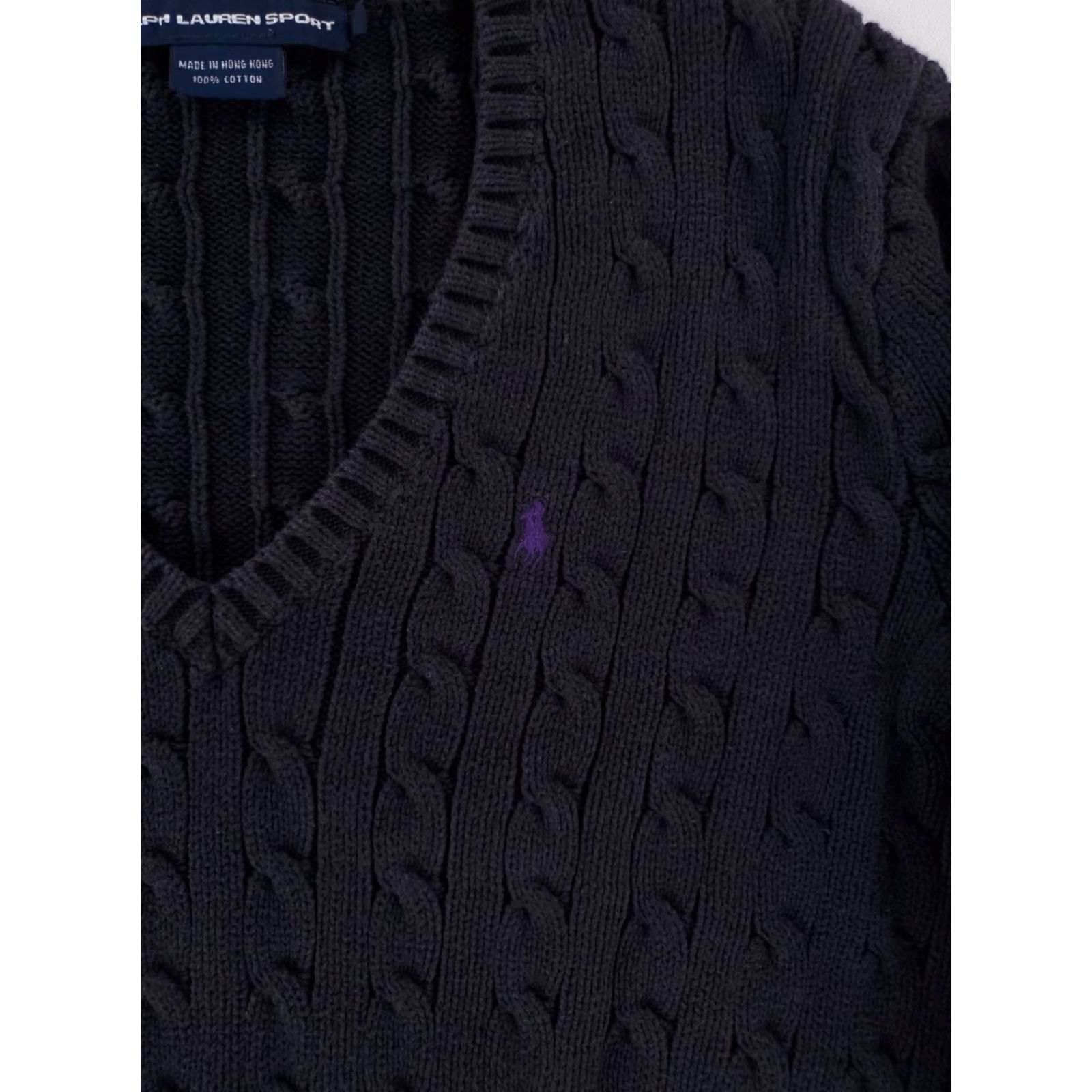 Ralph Lauren VINTAGE Ralph Lauren Sport 90s Cable Knit V Neck Sweater Black Womens L Shirt Pullover V-Neck Ladies Medium? Size L / US 10 / IT 46 - 2 Thumbnail