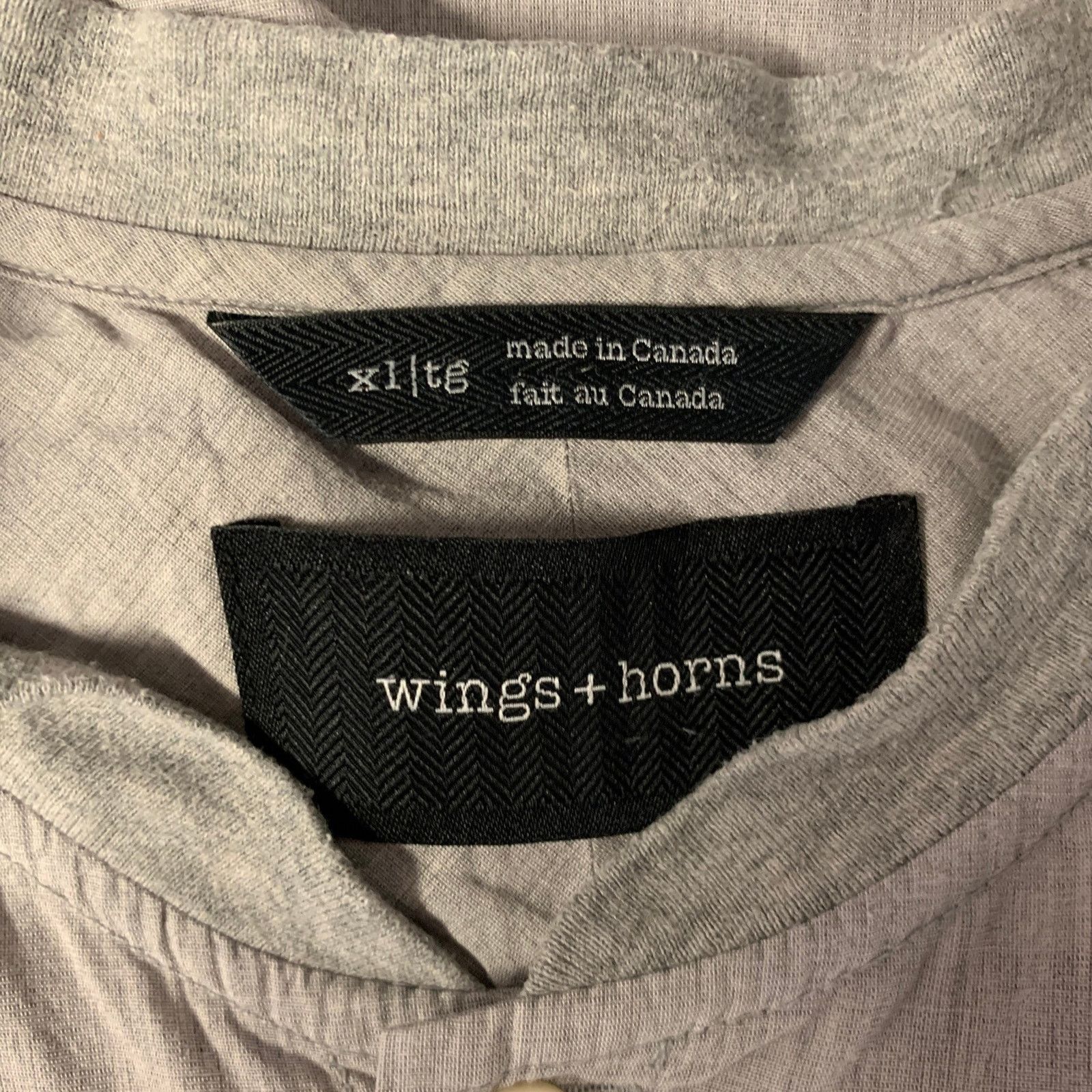 Wings + Horns WINGS and HORNS XL Grey Heather Band Collar S/S Shirt Size US XL / EU 56 / 4 - 5 Thumbnail