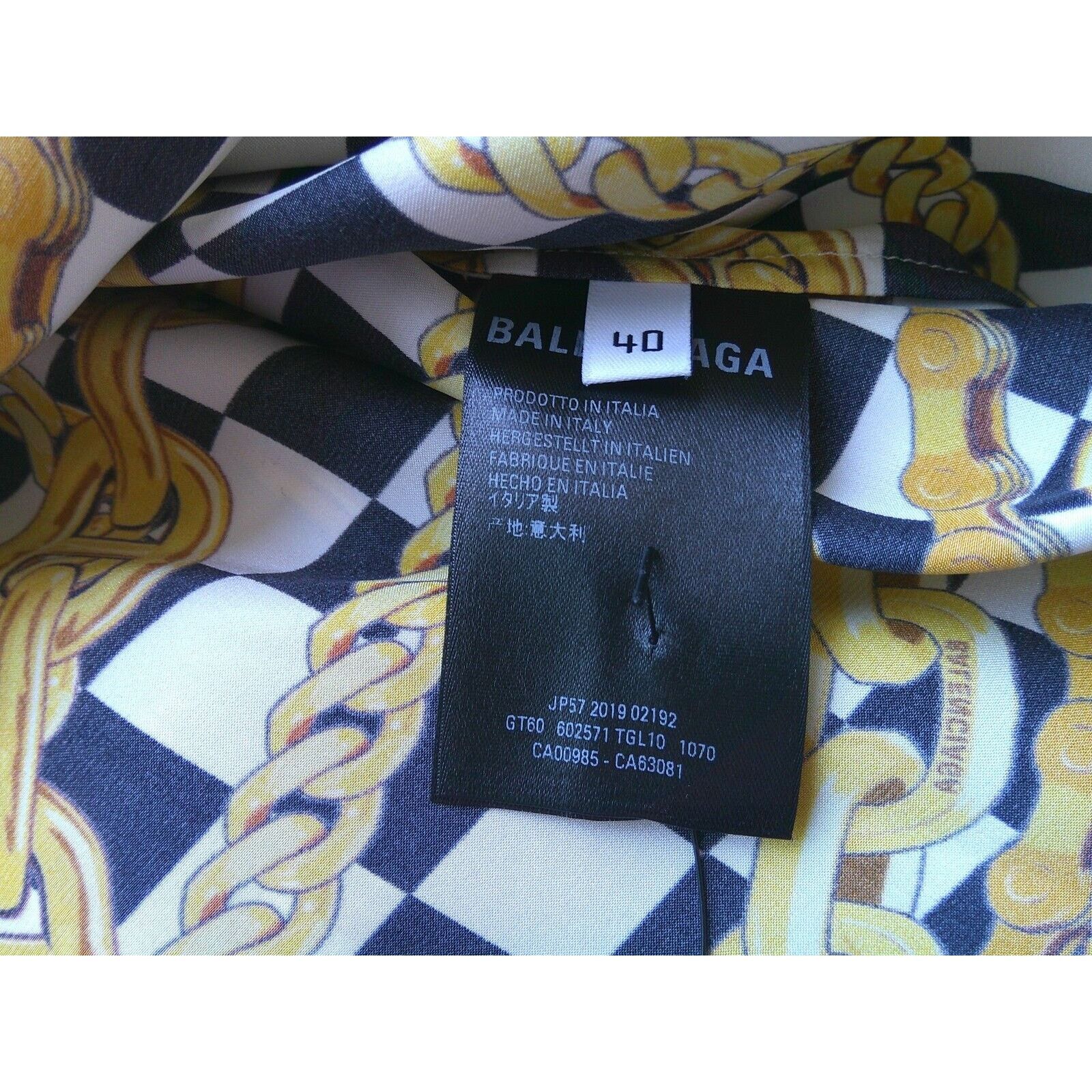 Balenciaga Balenciaga Black Gold Chain Print Short Sleeve Tie Blouse 40 Size S / US 4 / IT 40 - 14 Thumbnail