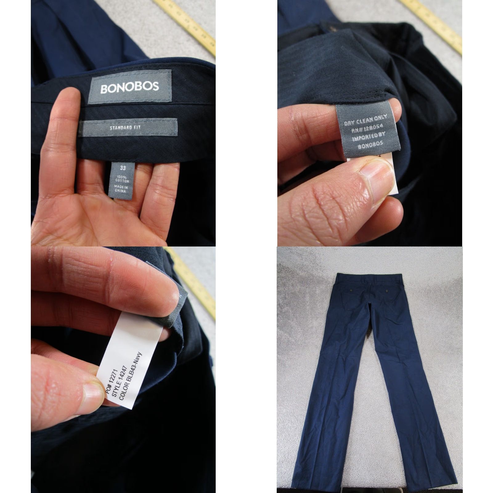 Bonobos Bonobos Dress Pants Mens 33 Navy Blue Flat Front Knit Regular Fit Business Casual Trousers Mens Size US 33 - 8 Thumbnail