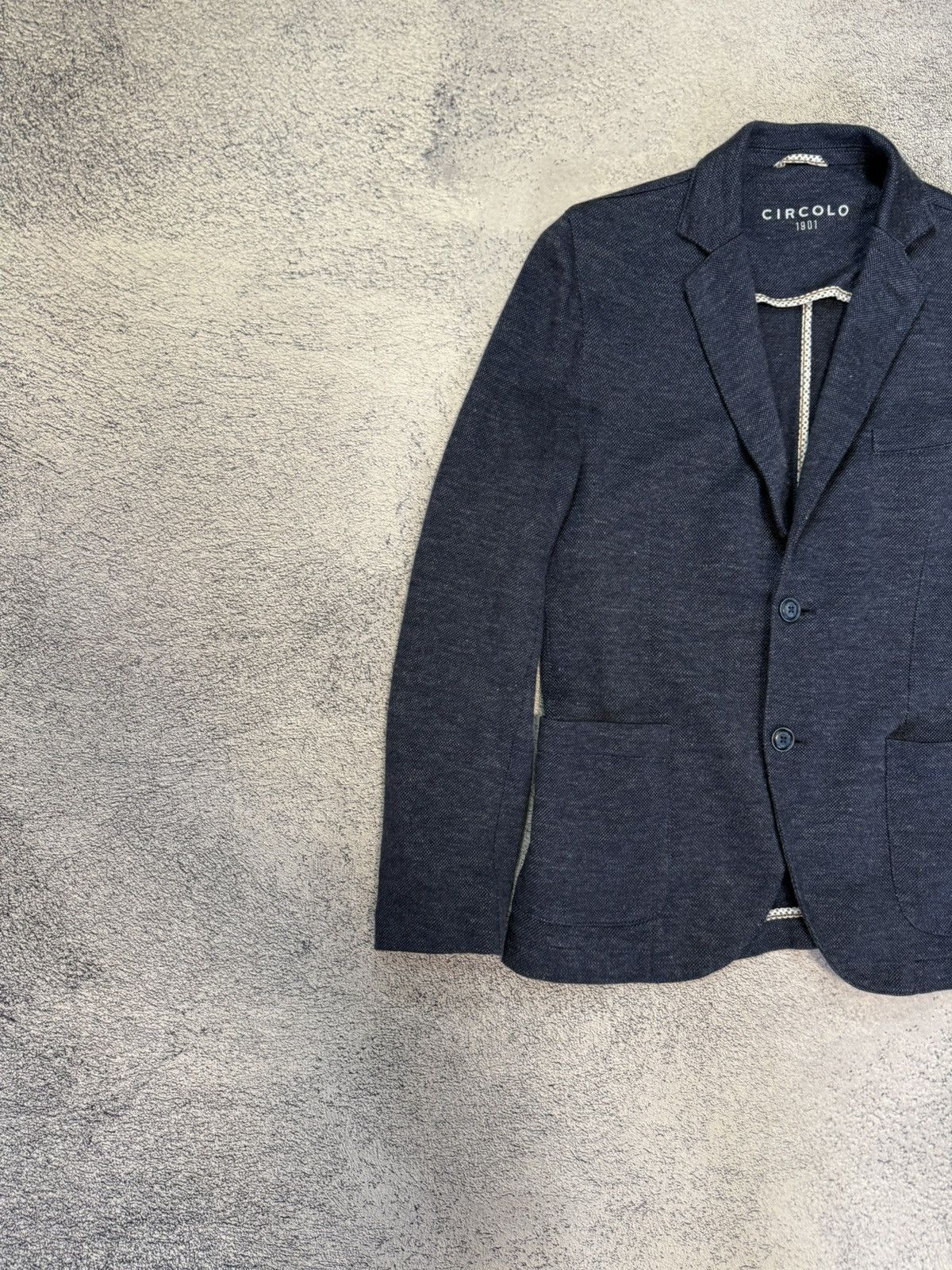 Circolo 1901 Circolo 1911 Men Linen Cotton Blazer EU48 Navy Slim Jacket Size 38R - 3 Thumbnail