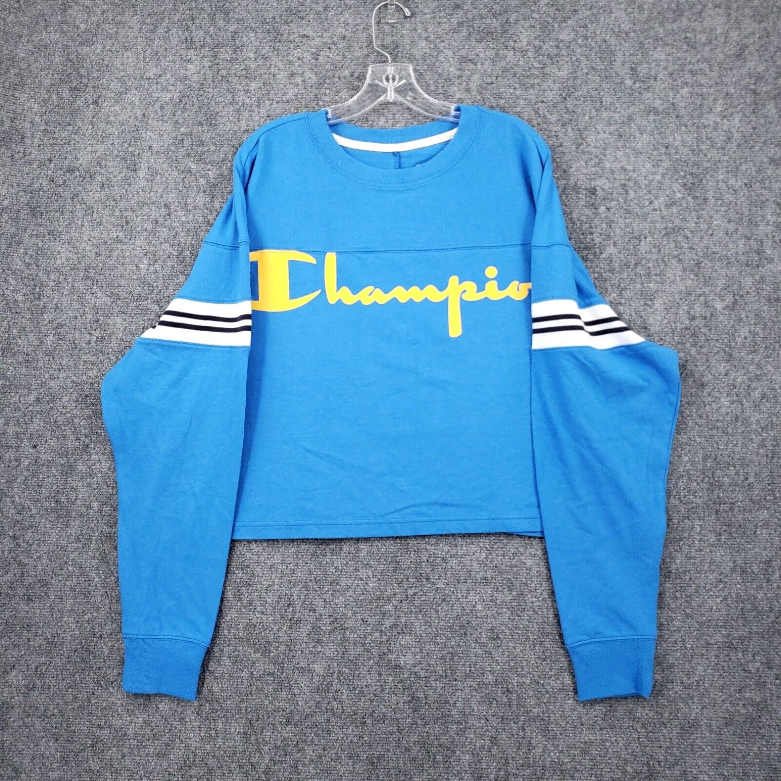 Champion Champion T Shirt Womens 2XL Blue Heavyweight Exaggerated Jersey Crop Long Sleeve Grailed