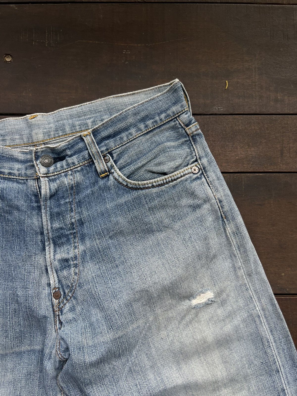 Evisu EVISU WASHED DISTRESSED SELVEDJE DAICOCK JEANS N2 Size US 33 - 7 Thumbnail