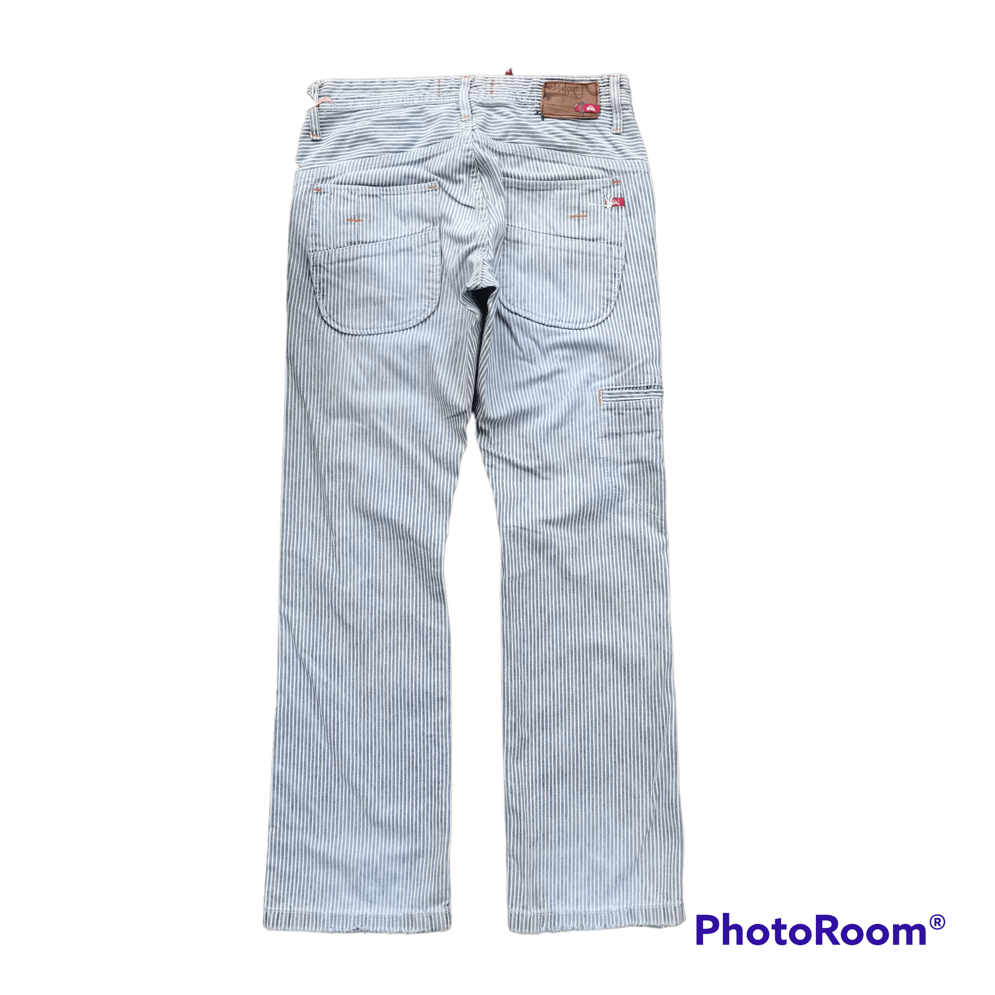 Quiksilver × Vintage Vintage QUIKSILVER Hickory Stripes Distress Faded Denim Size US 31 - 2 Thumbnail