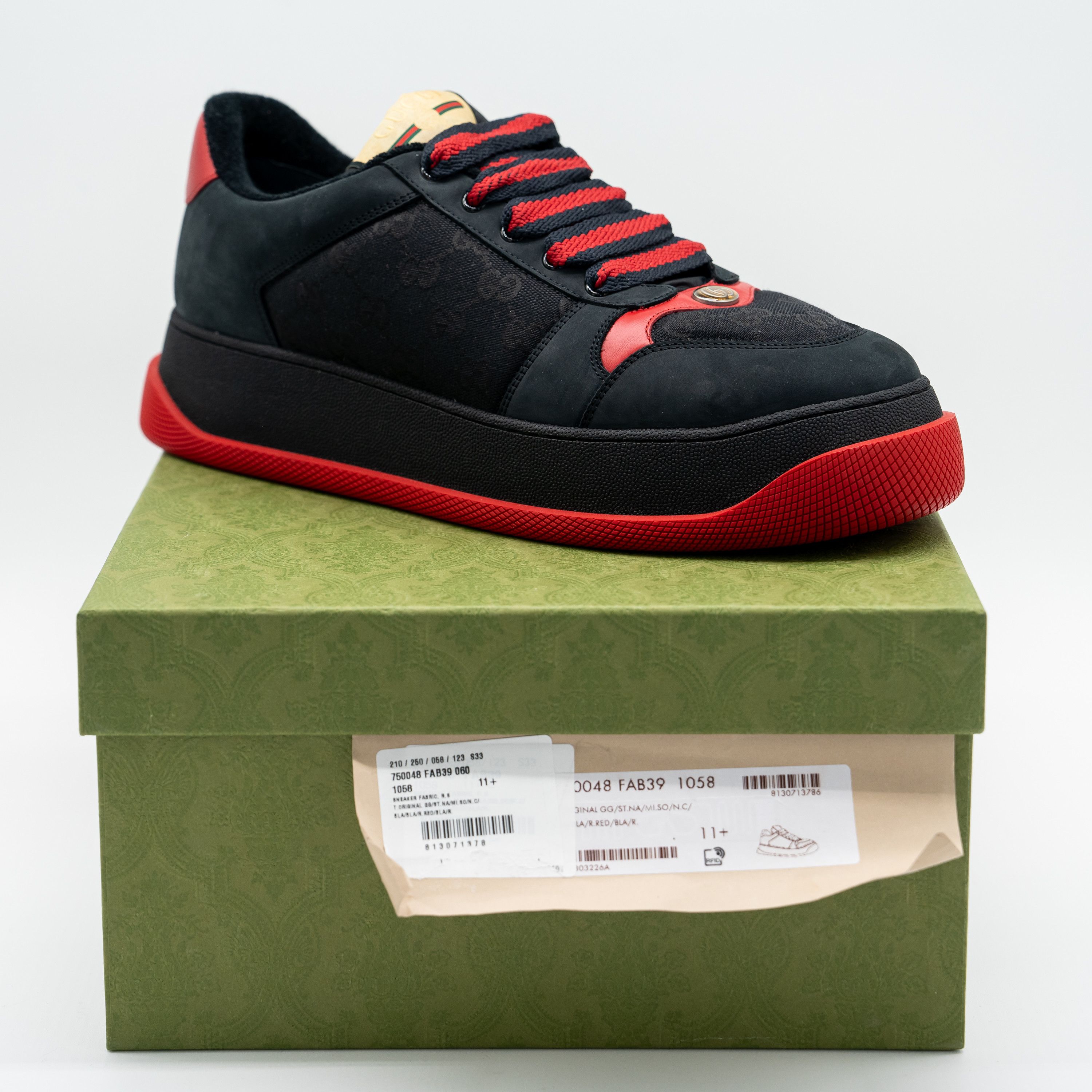 Gucci 12us Gucci Double Screener GG Black Red Chunky Sneakers Size US 12 / EU 45 - 11 Thumbnail
