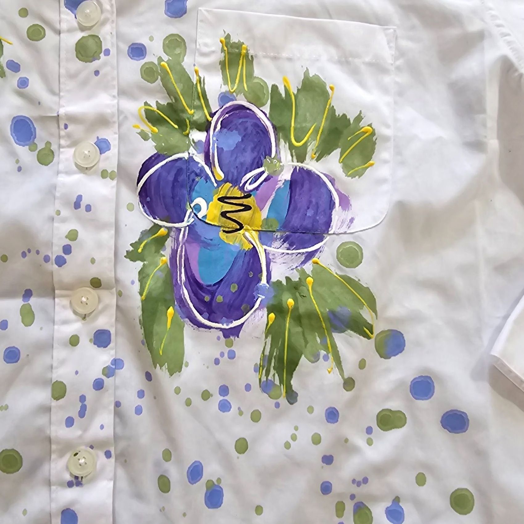 Vintage Victoria Top Women’s XL White Pink Floral Hand Painted Button Casual Blouse Size XL / US 12-14 / IT 48-50 - 7 Thumbnail