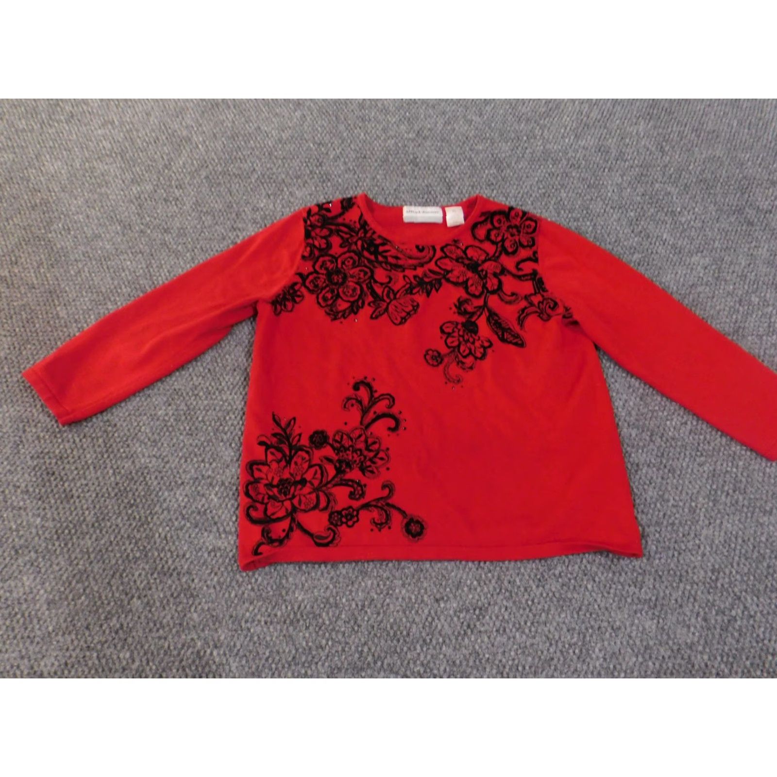 Vintage VINTAGE Alfred Dunner Sweater Womens Petite Small Red Black Floral Print Long Sleeve Top Size S / US 4 / IT 40 - 7 Thumbnail