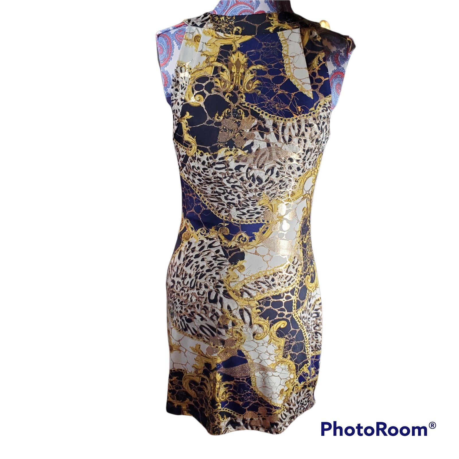 Other American Twist | Halter Dress with Gold Accents | Large Size L / US 10 / IT 46 - 4 Thumbnail