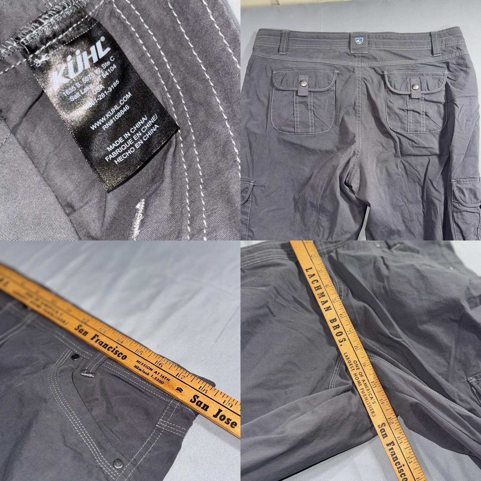 Vintage KÜHL Legendary Pants Womens 14 Gray Cargo Twill Straight Pockets Zip Back Logo casual outdoor hiking Size 36" / US 14 / IT 50 - 8 Thumbnail
