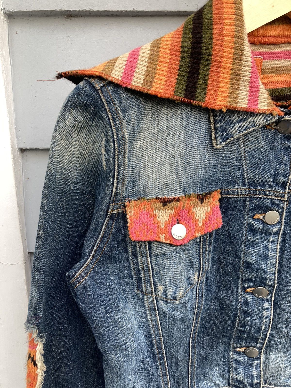 Miss Sixty Miss Sixty 2000’s Italy Denim Distressed Faded Knit Details Size M / US 6-8 / IT 42-44 - 5 Thumbnail