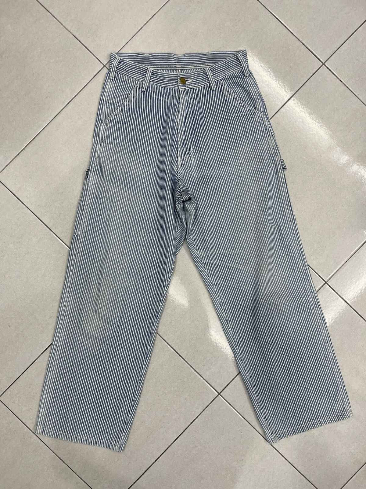 Lee Lee Hickory Stripe Carpenter Pants Union Made Sanforized Size 28" / US 6 / IT 42 - 1 Thumbnail