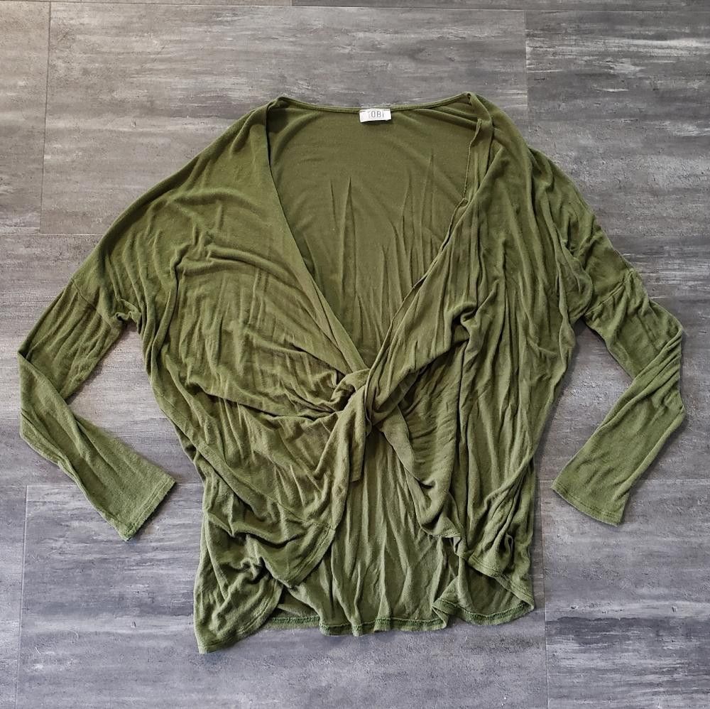 Tori Richard Olive Oversized Tobi Draped Detailed Long Sleeve Size M / US 6-8 / IT 42-44 - 1 Thumbnail