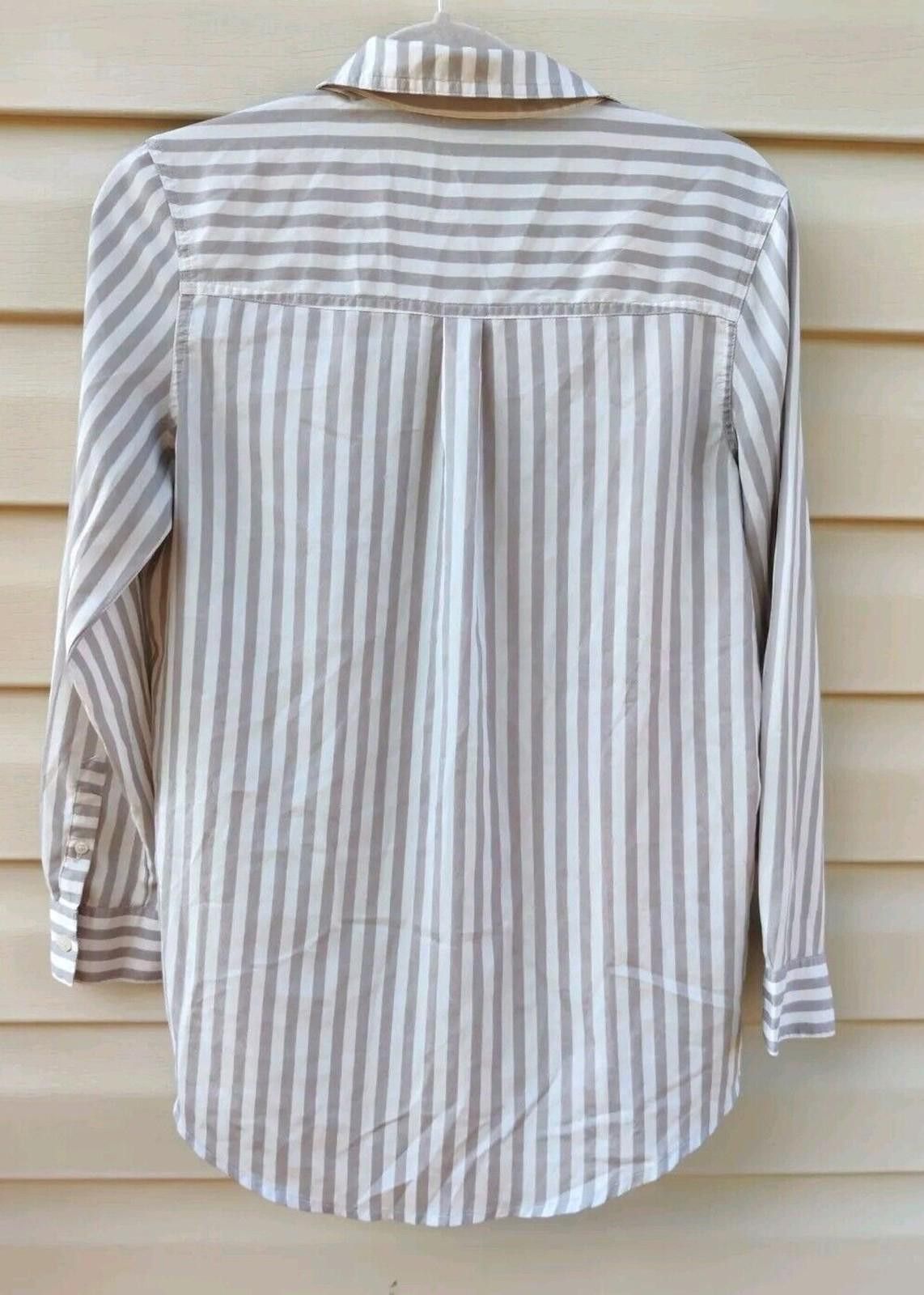 Analog A.N.A. Womens Blouse Size S White Stripe Long Sleeve Button Size S / US 4 / IT 40 - 4 Thumbnail