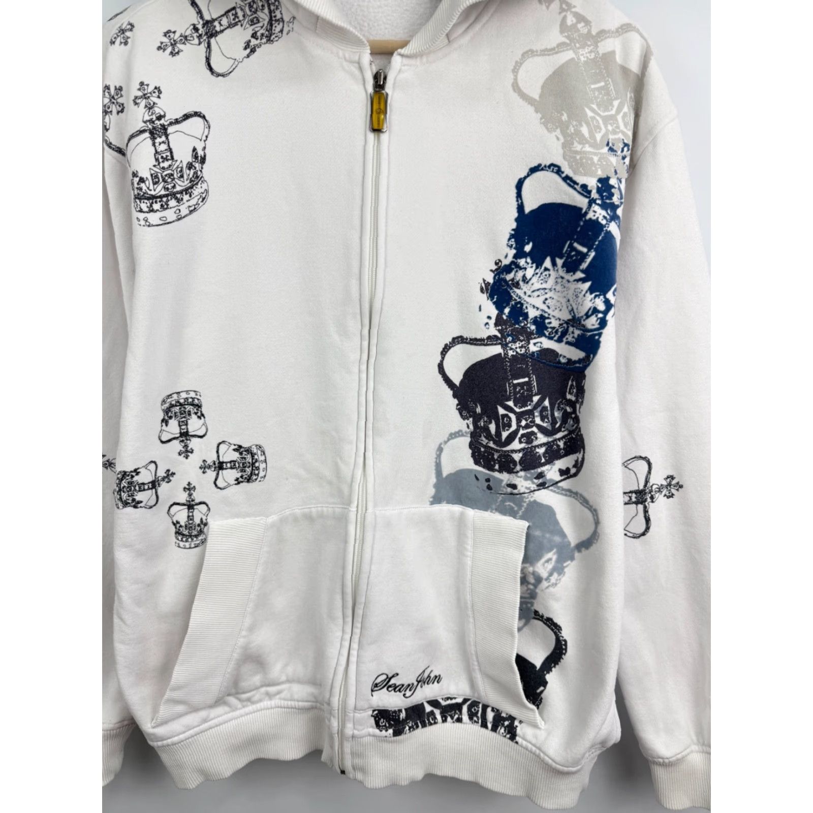 Sean John Vintage Sean John Crown Zip Hoodie Mens M White Retro Rare Y2K Crown Rap Hype Hoodie Size US M / EU 48-50 / 2 - 4 Thumbnail