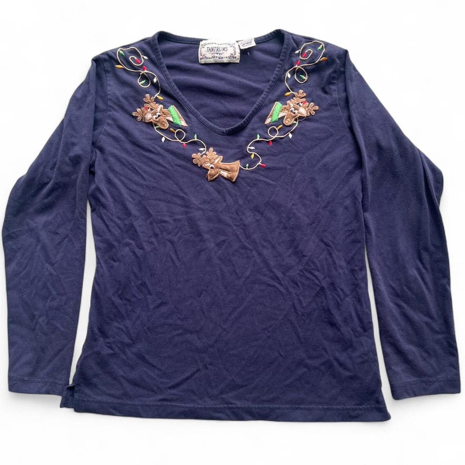 Other Tantrums Christmas Reindeer Holiday Long Sleeve T-Shirt Sz M Size M / US 6-8 / IT 42-44 - 1 Thumbnail