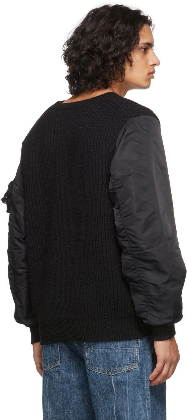 Helmut Lang Helmut Lang Black Nylon Sleeve Knit Merino Sweater Size US L / EU 52-54 / 3 - 8 Thumbnail
