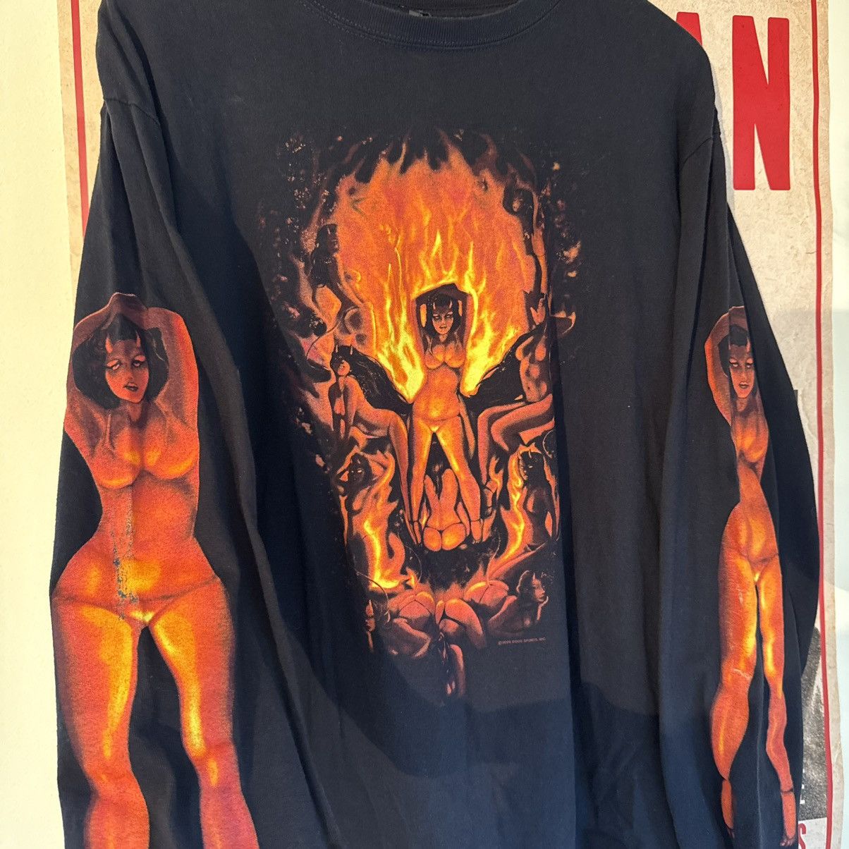 Harley Davidson Hot leathers Flame Girl Graphic Long Sleeve Goth Sex Tee Size US L / EU 52-54 / 3 - 3 Thumbnail