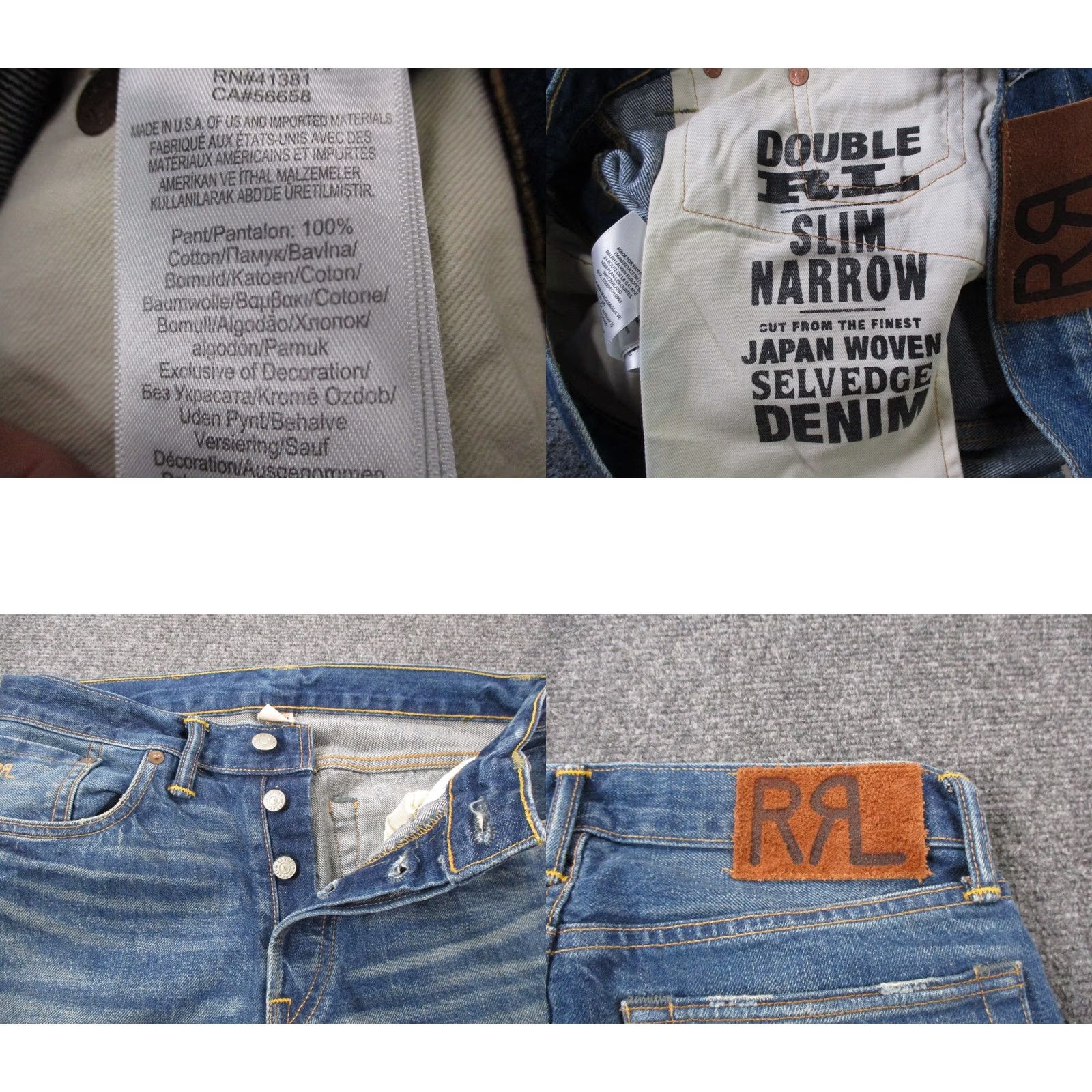 Vintage RRL Jeans Mens 29 X 30 Slim Denim Selvedge Stretch Straight 5-Pocket Blue) Size US 29 - 8 Thumbnail