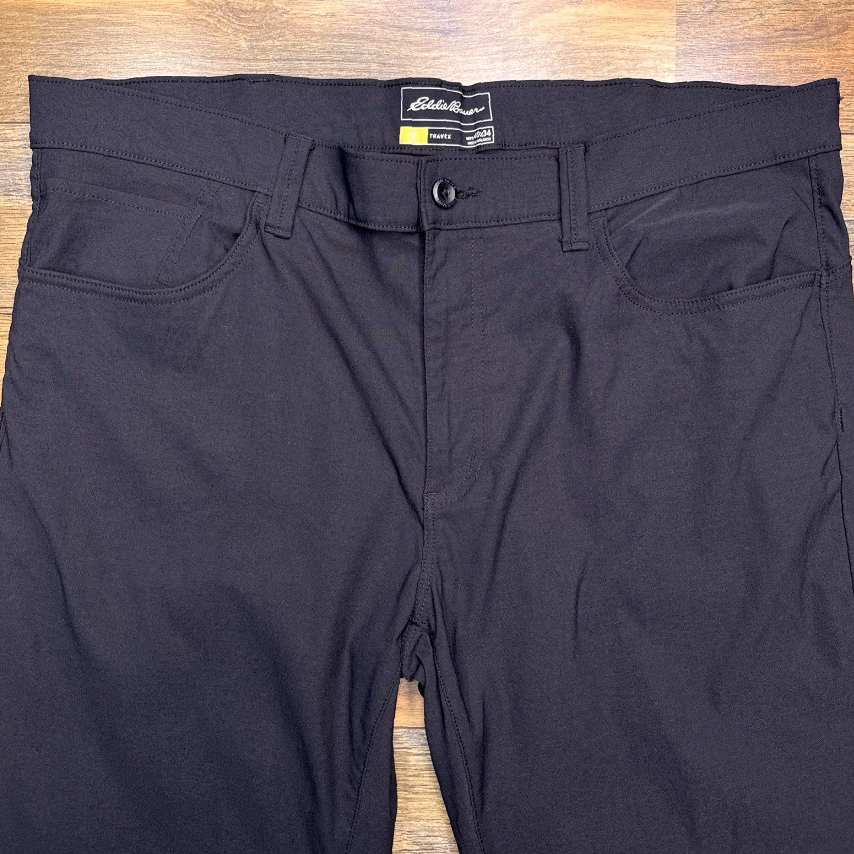 Eddie Bauer Eddie Bauer Travex Pants Mens 40x34 Black Mid Rise Stretch Outdoor Chino Regular Straight Hiking Nature Logo Pocket Casual Travel Size US 40 / EU 56 - 4 Thumbnail