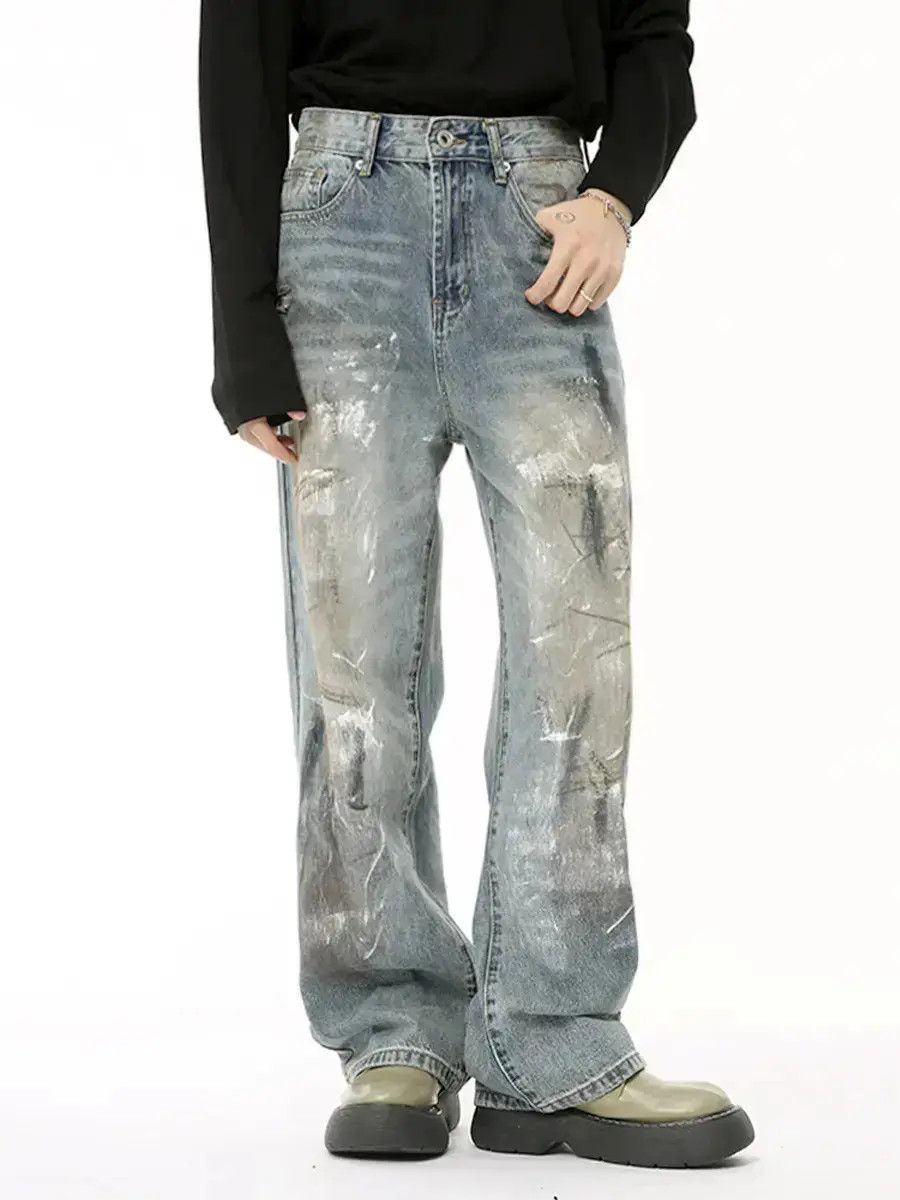 Japanese Brand Retro loose wide leg graffiti jeans Size US 32 / EU 48 - 6 Thumbnail