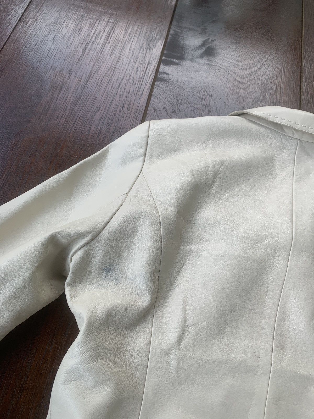 Balmain × Designer Balmain Paris white leather coat jacket Size S / US 4 / IT 40 - 9 Thumbnail