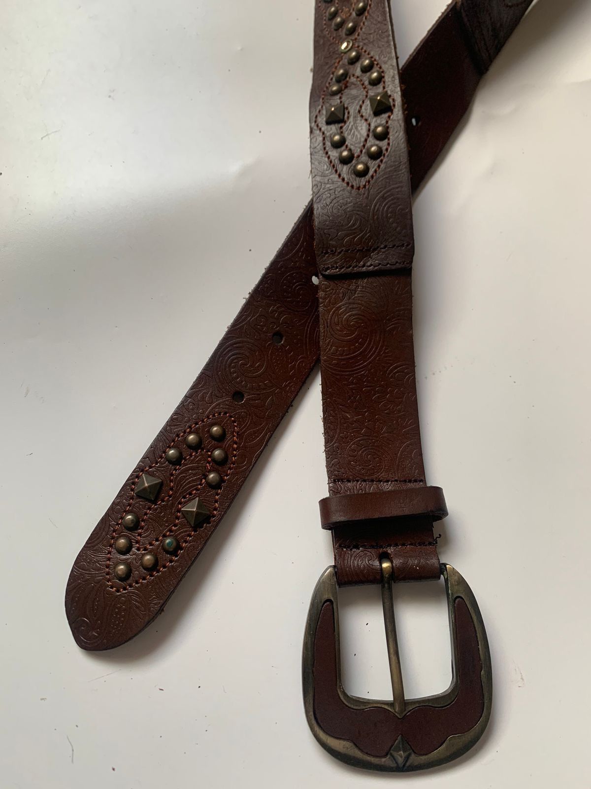 If Six Was Nine × Japanese Brand × Le Grande Bleu (L.G.B.) Brown studded leather pattern belt Size ONE SIZE - 2 Thumbnail