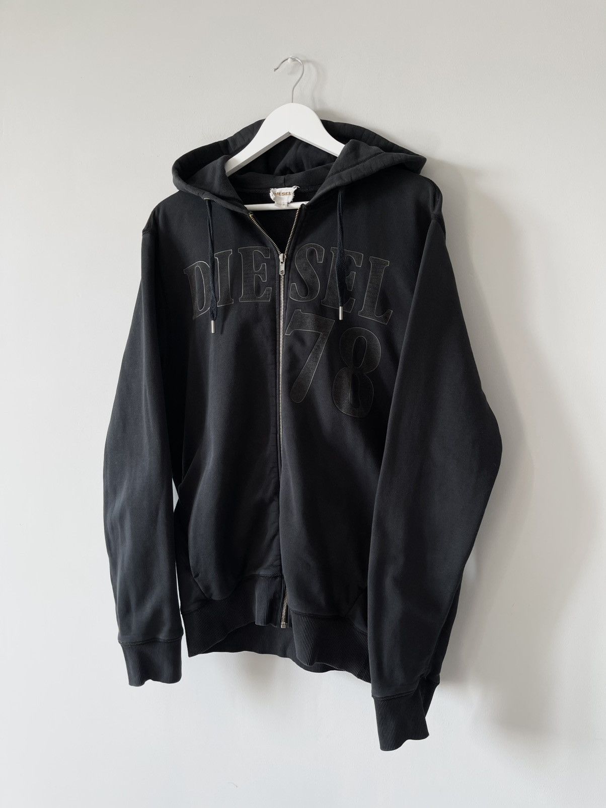 Diesel Vintage DIESEL 78 Big Logo Washed Y2k Punk Zip Up Hoodie Size US XL / EU 56 / 4 - 5 Thumbnail