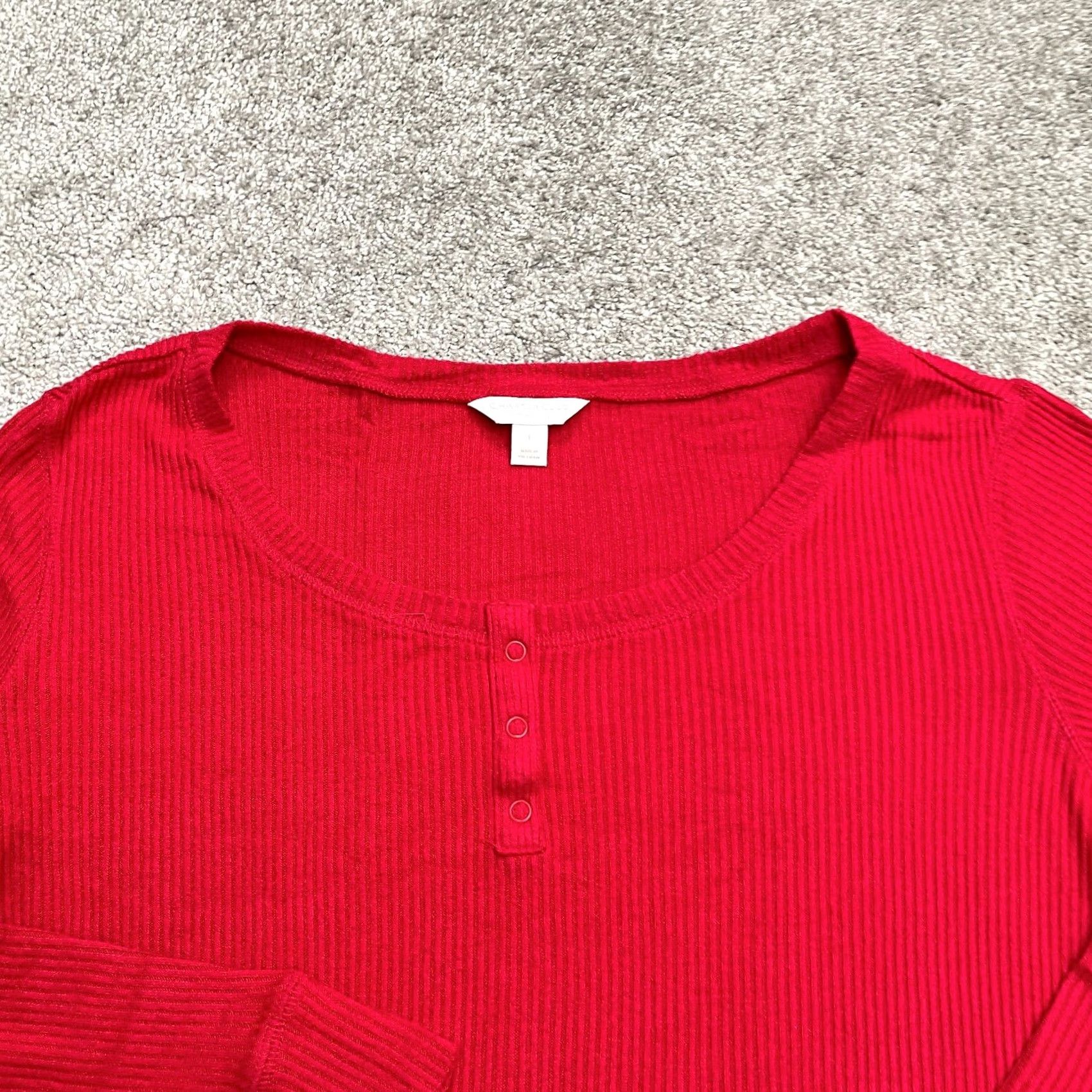 Charter Club Charter Club Shirt Womens L Red Knit Long Sleeve Henley Button Front Blouse Classic Size L / US 10 / IT 46 - 3 Thumbnail